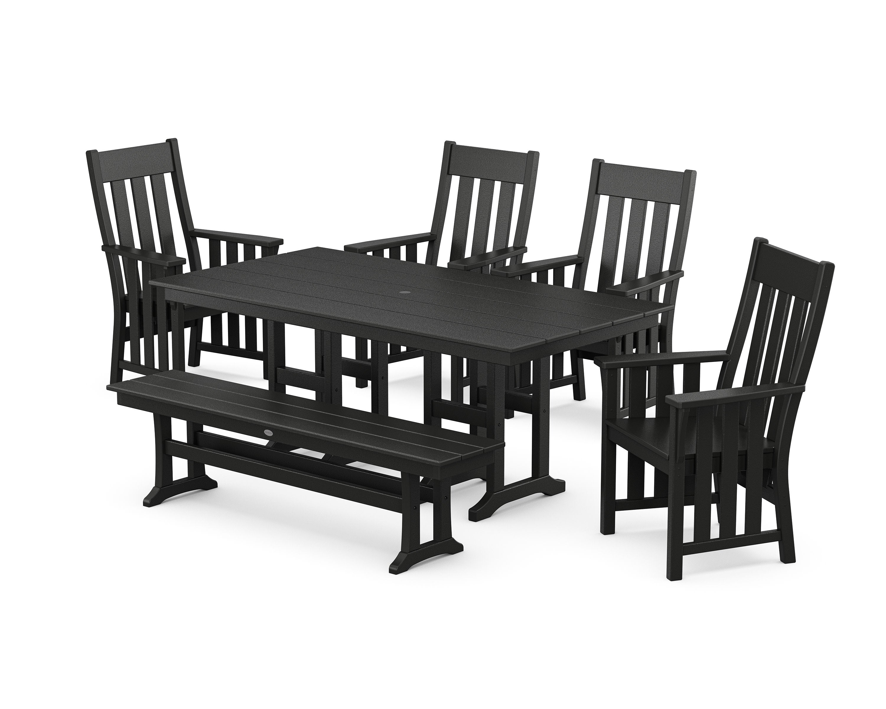 Acadia 6-Piece Farmhouse Dining Set with Bench in Black