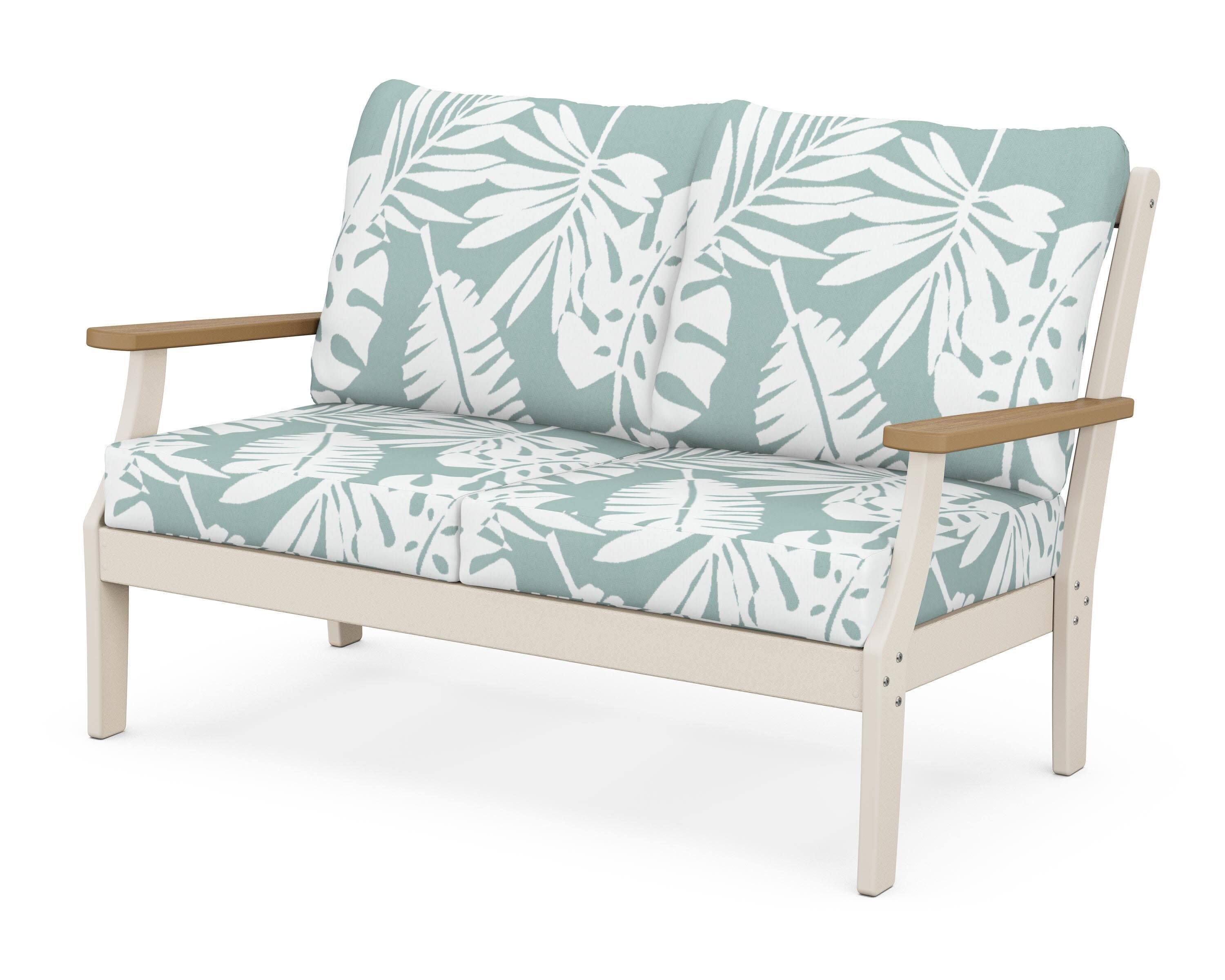 Braxton Deep Seating Loveseat in Sand / Natural / Leaf Glacier Spa