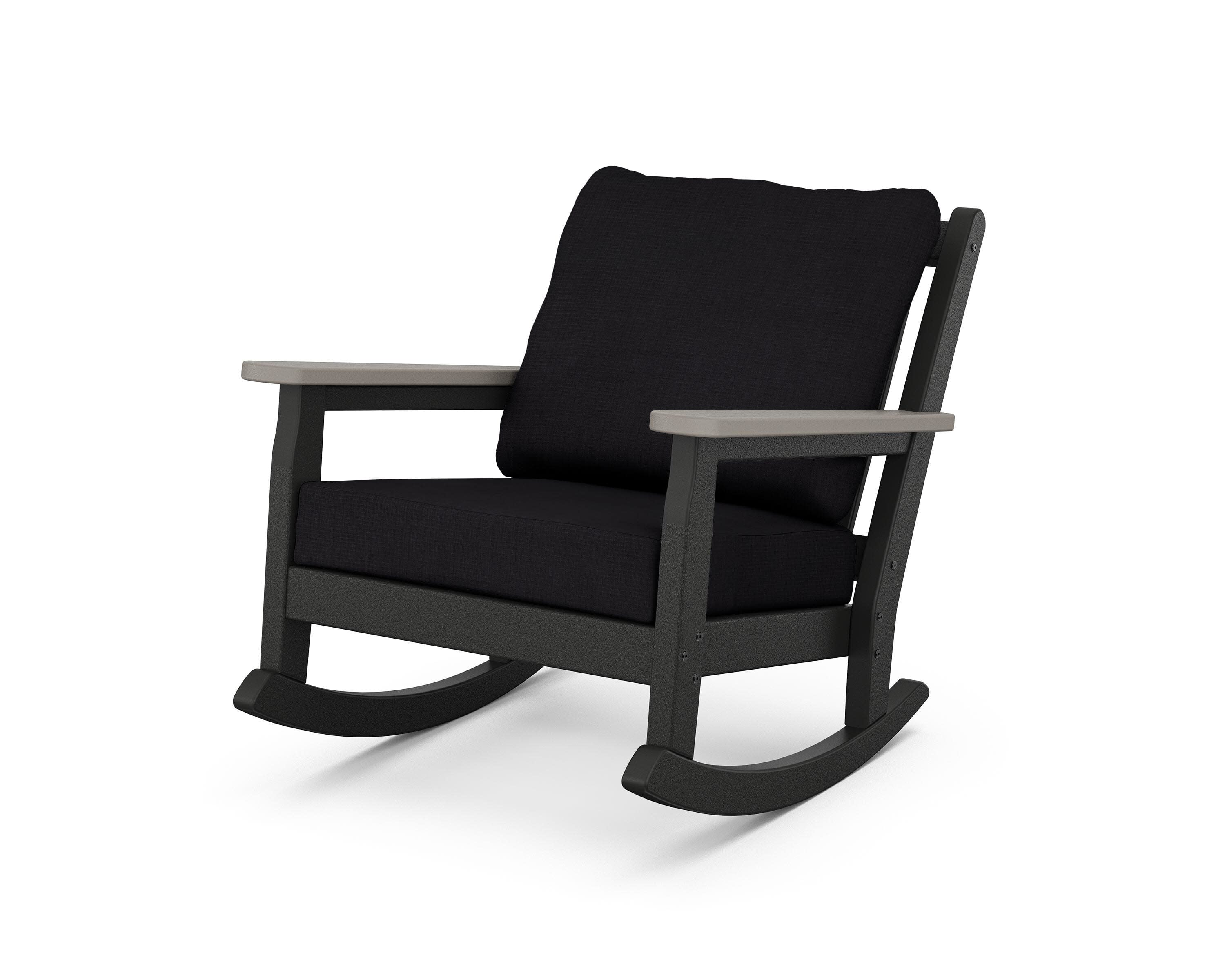 Chippendale Deep Seating Rocking Chair in Black / Driftwood / Midnight Linen