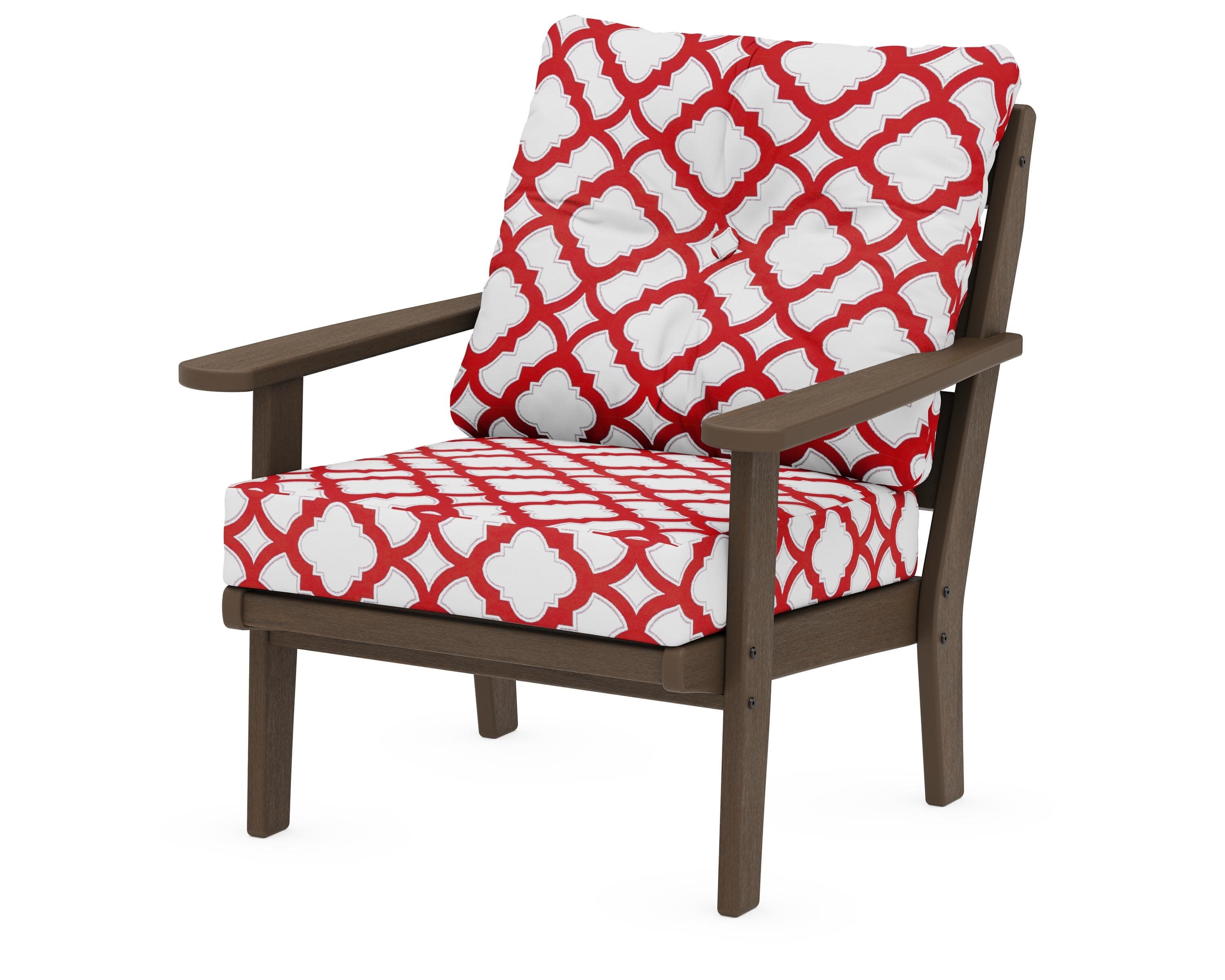 Lakeside Deep Seating Chair in Kona / Trellis Crimson