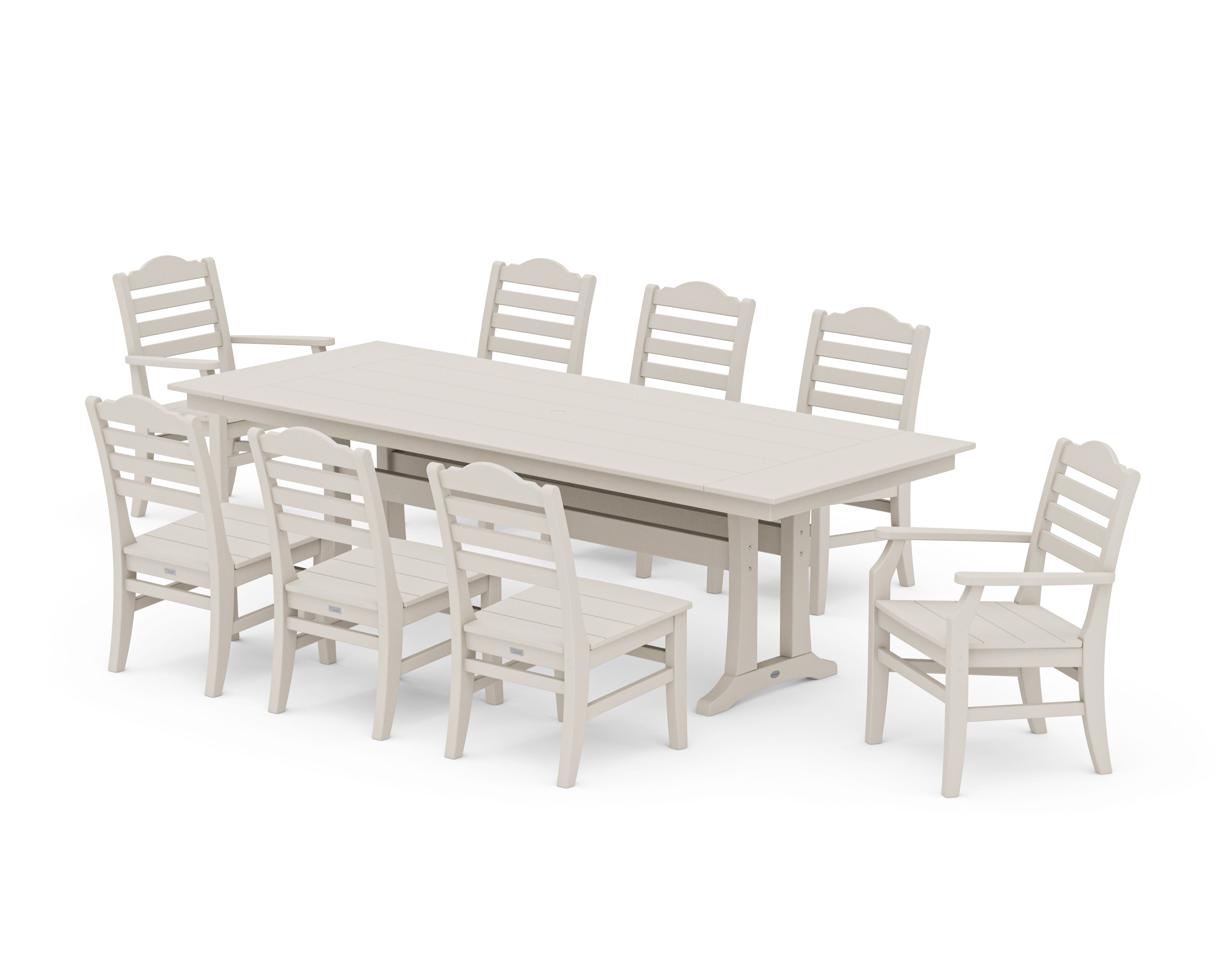 Savannah 9-Piece Farmhouse Dining Set with Trestle Legs in Sand