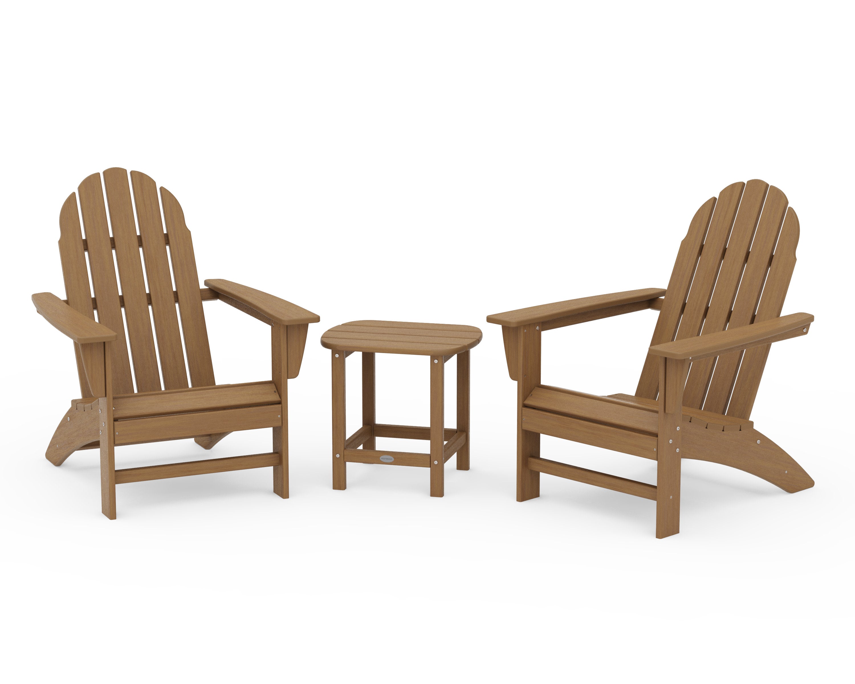 Vineyard 3-Piece Adirondack Set with South Beach 18" Side Table in Natural