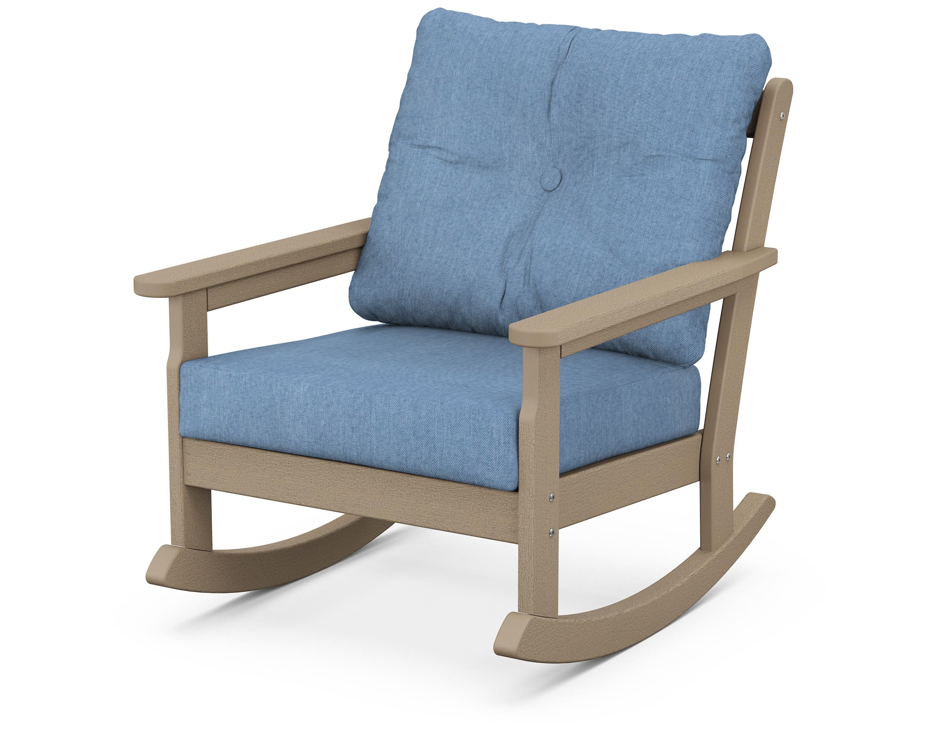 Vineyard Deep Seating Rocking Chair in Vintage Sahara / Sky Blue
