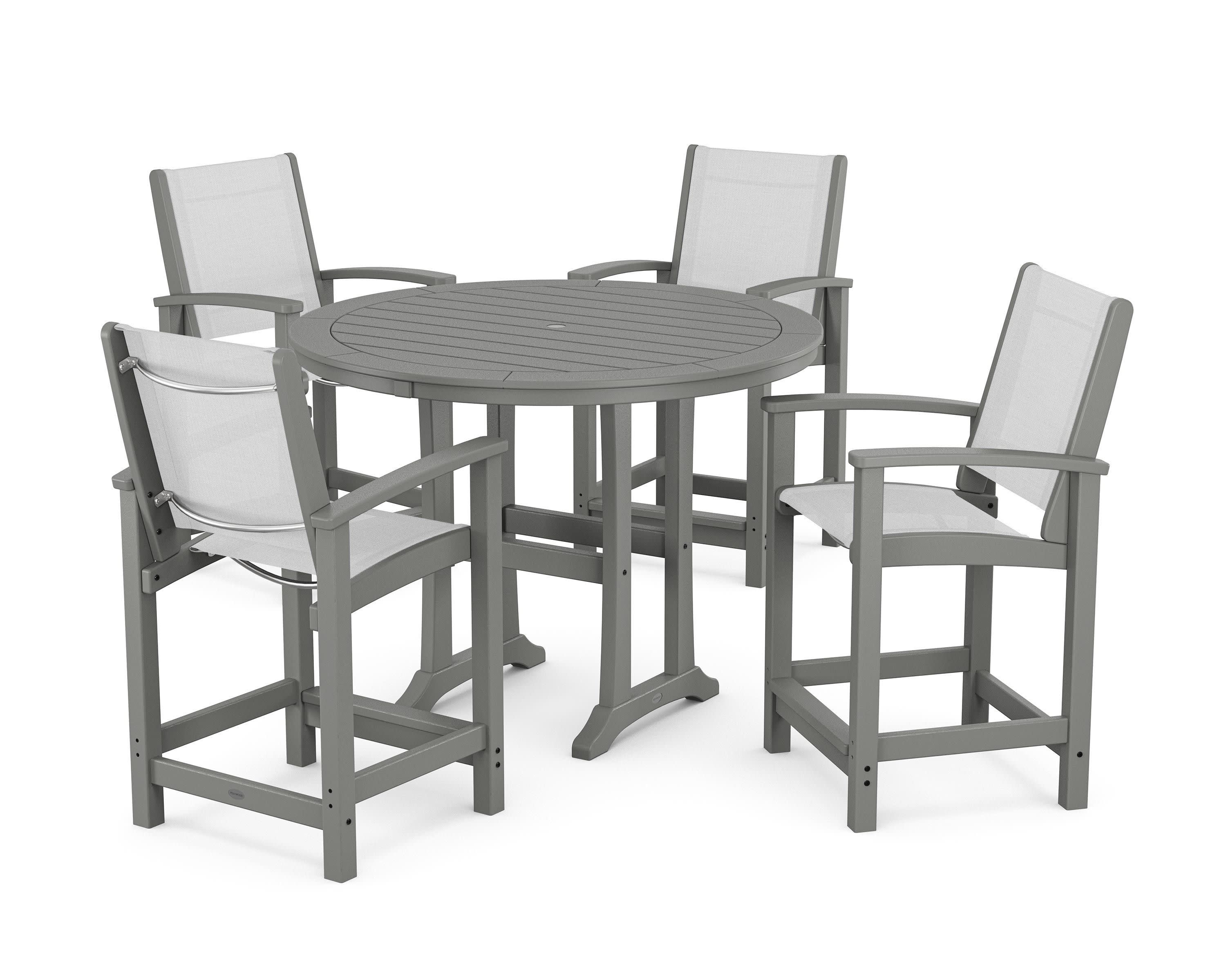 Coastal 5-Piece Counter Set in Slate Grey / White Sling