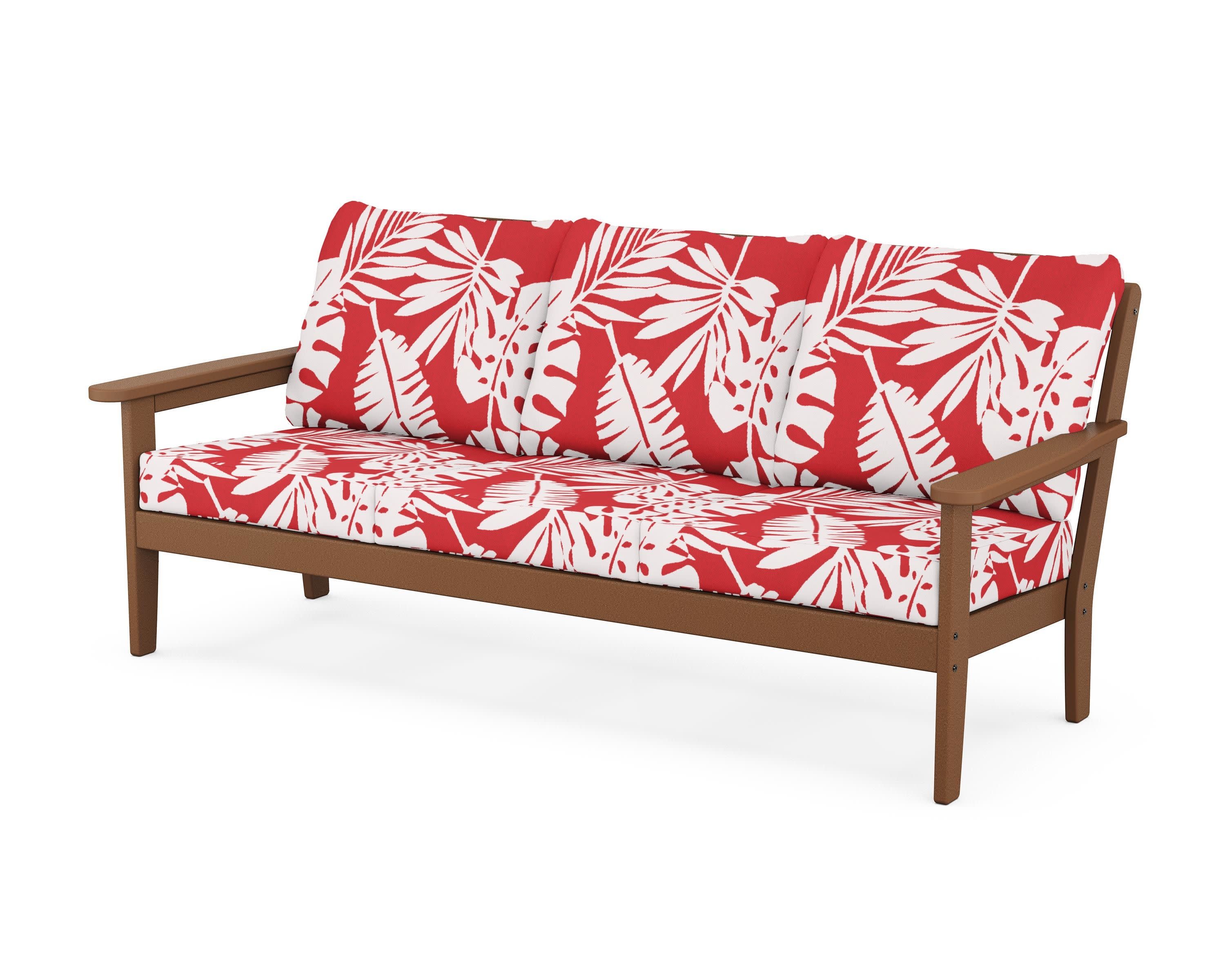 Cottage Deep Seating Sofa in Teak / Leaf Crimson