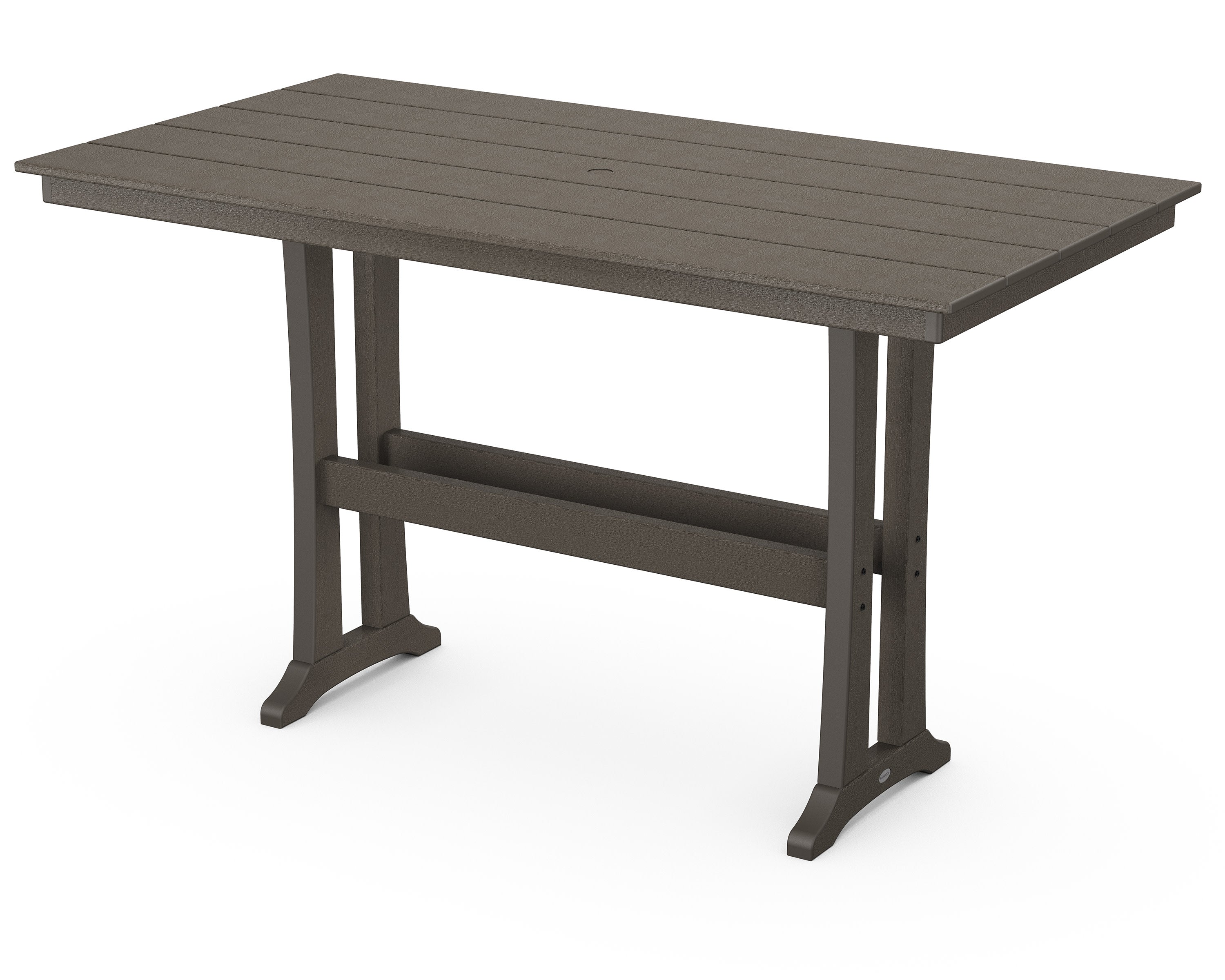 Farmhouse Trestle 37" x 72" Bar Table in Vintage Coffee