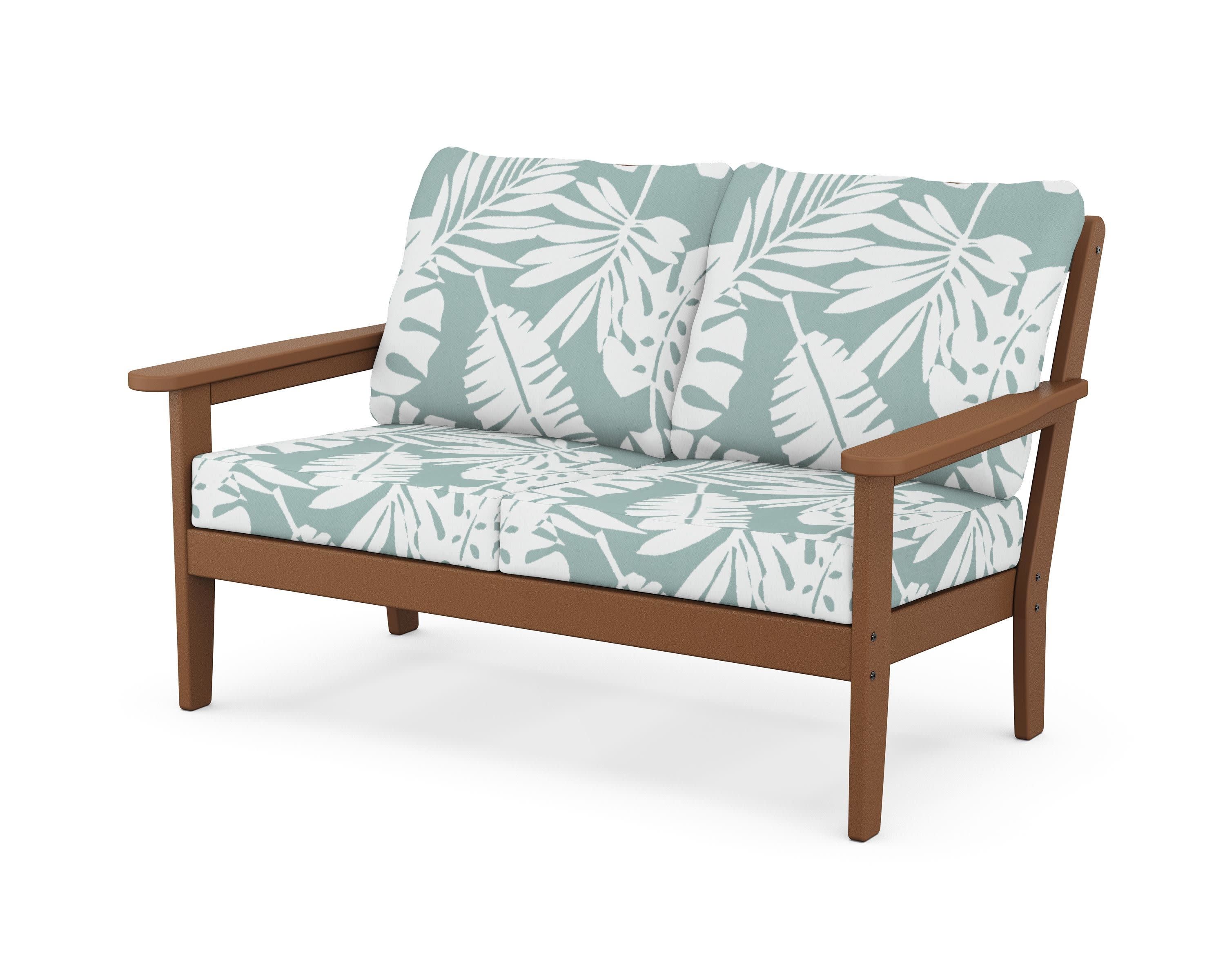 Cottage Deep Seating Loveseat in Teak / Leaf Glacier Spa
