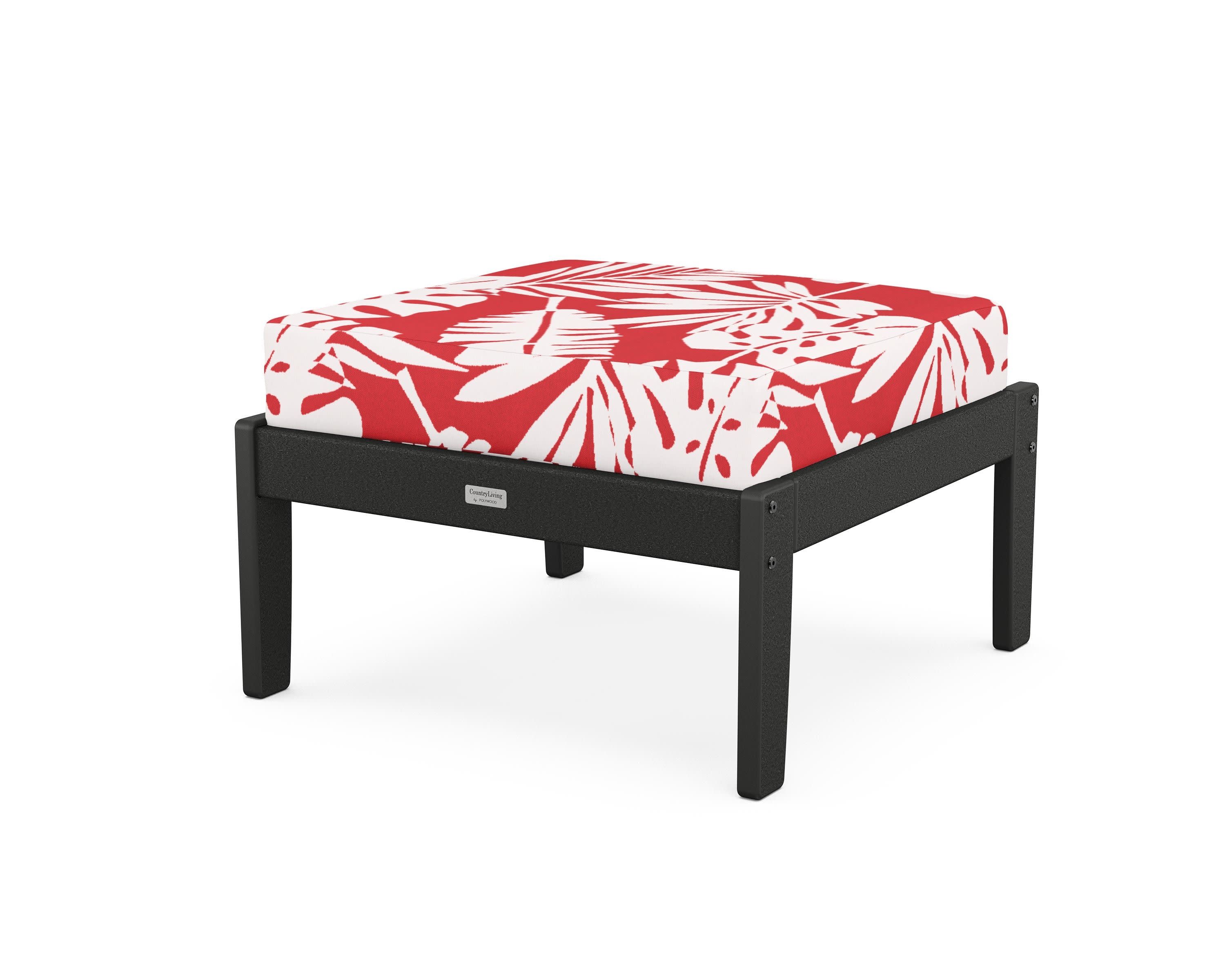Cottage Deep Seating Ottoman in Black / Leaf Crimson