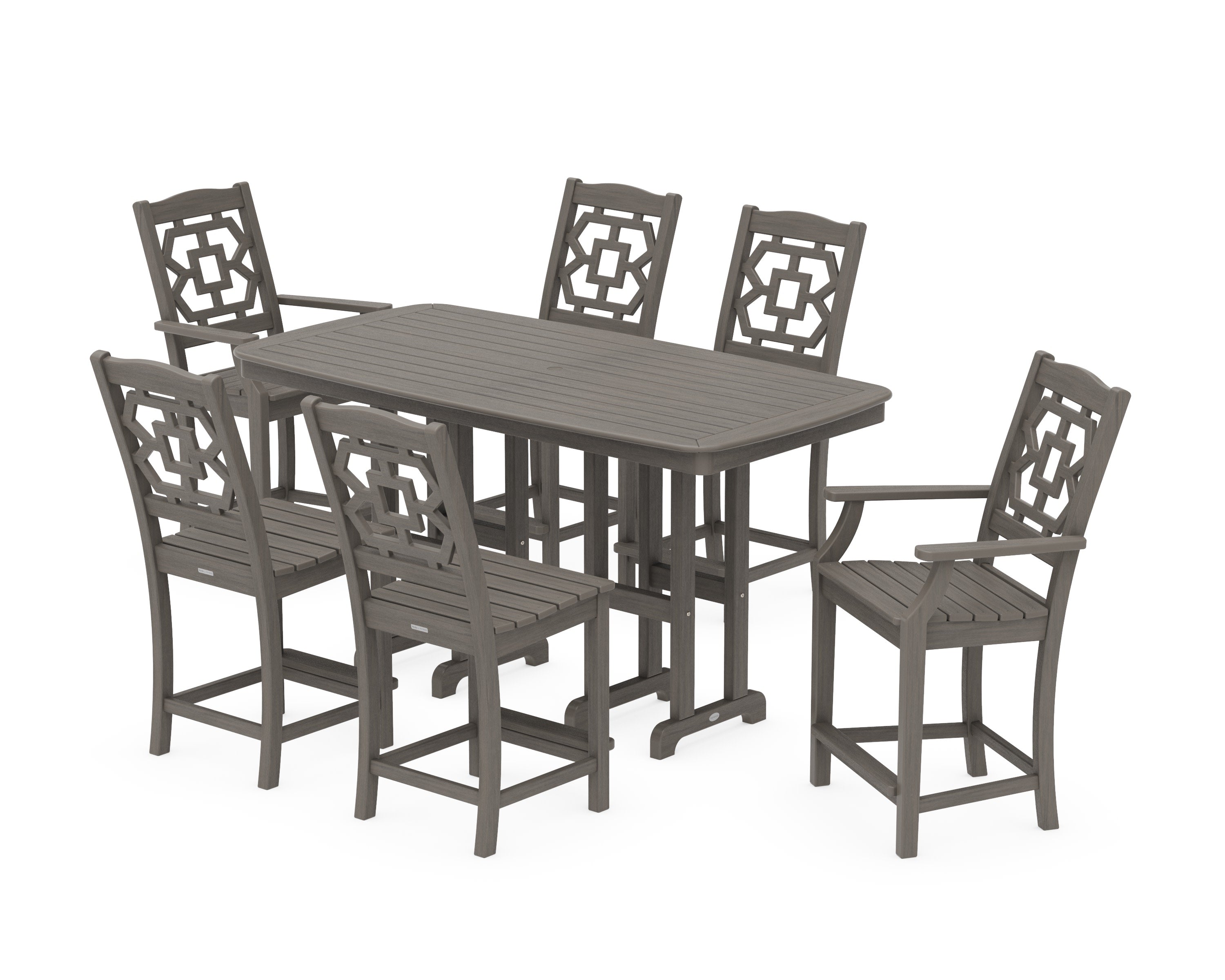 Chinoiserie 7-Piece Counter Set in Driftwood