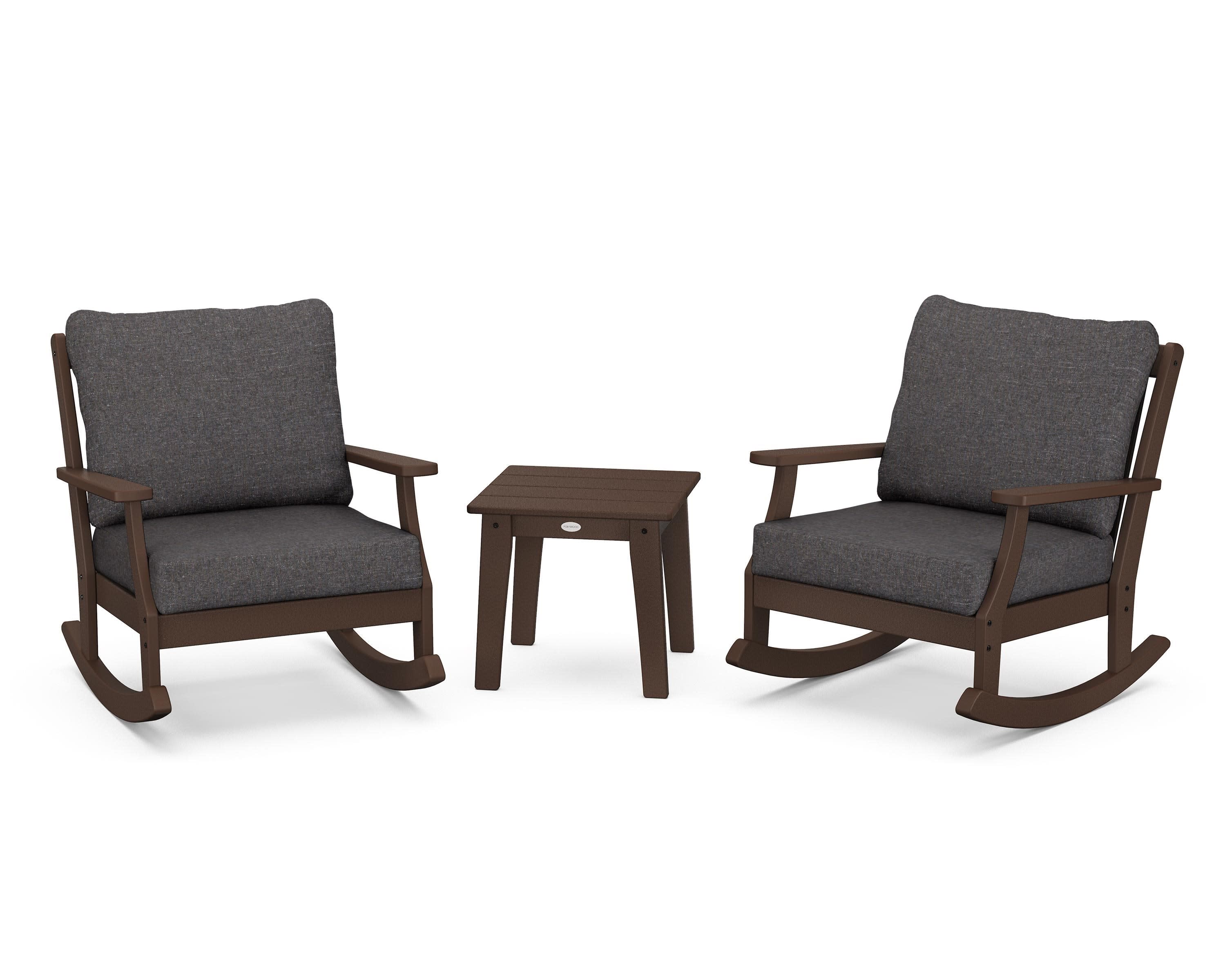 Braxton 3-Piece Deep Seating Rocker Set in Mahogany / Ash Charcoal