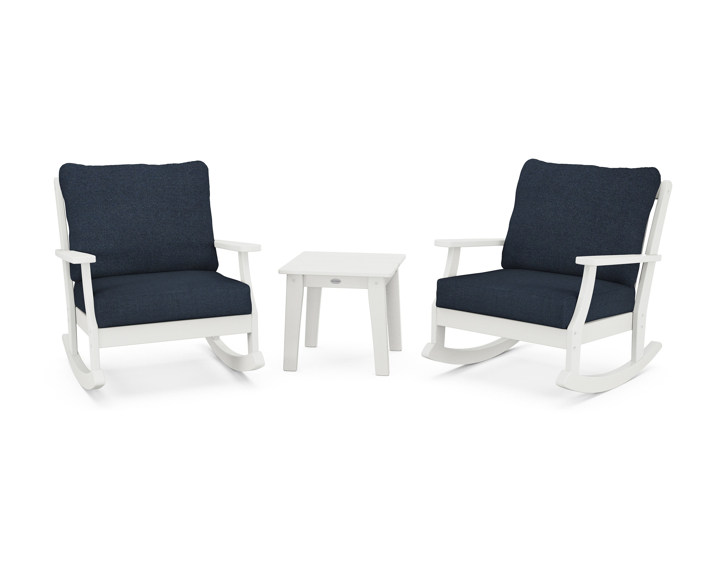 Braxton 3-Piece Deep Seating Rocker Set in Vintage White / Marine Indigo