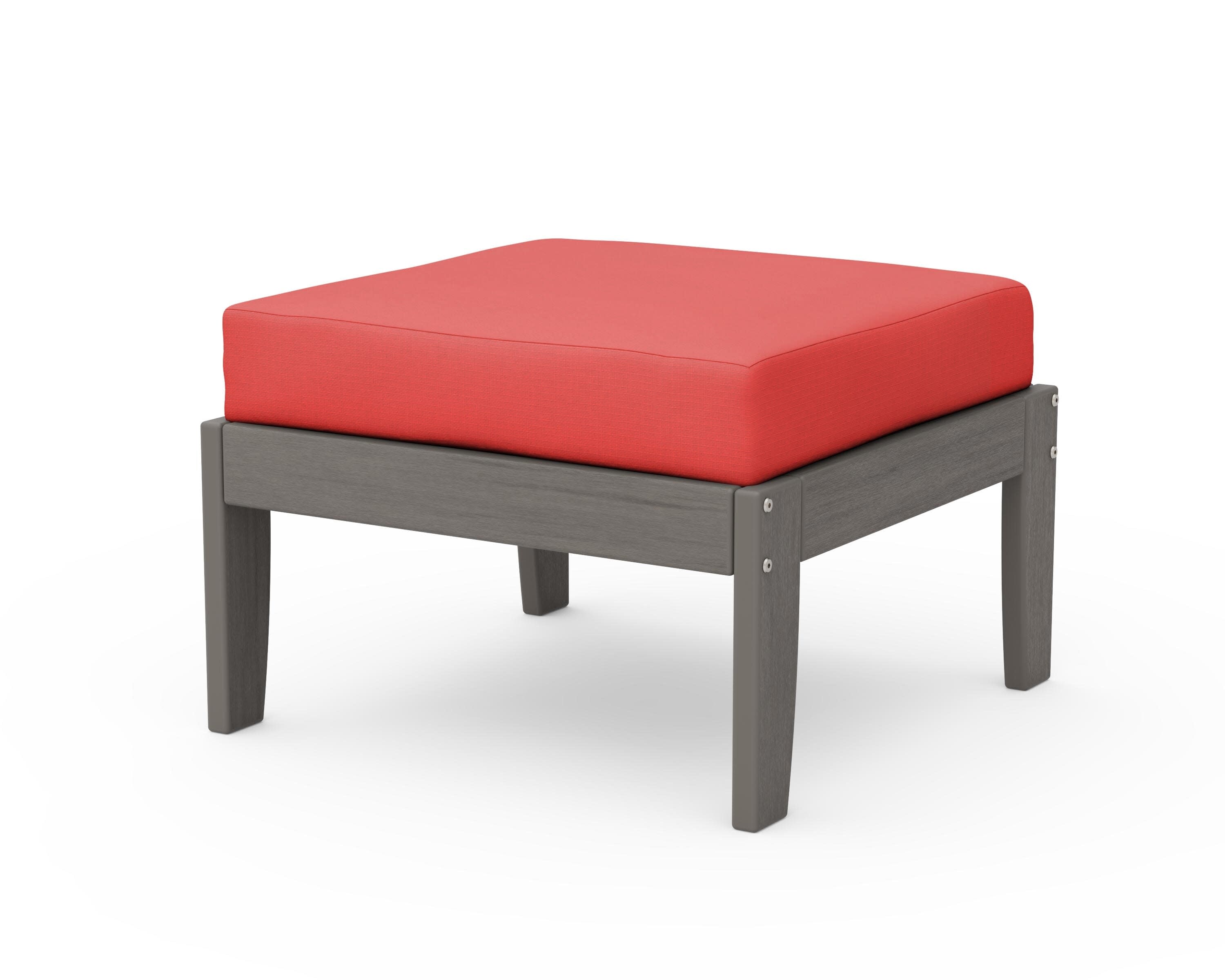 Modular Ottoman - Classic in Driftwood / Crimson Linen