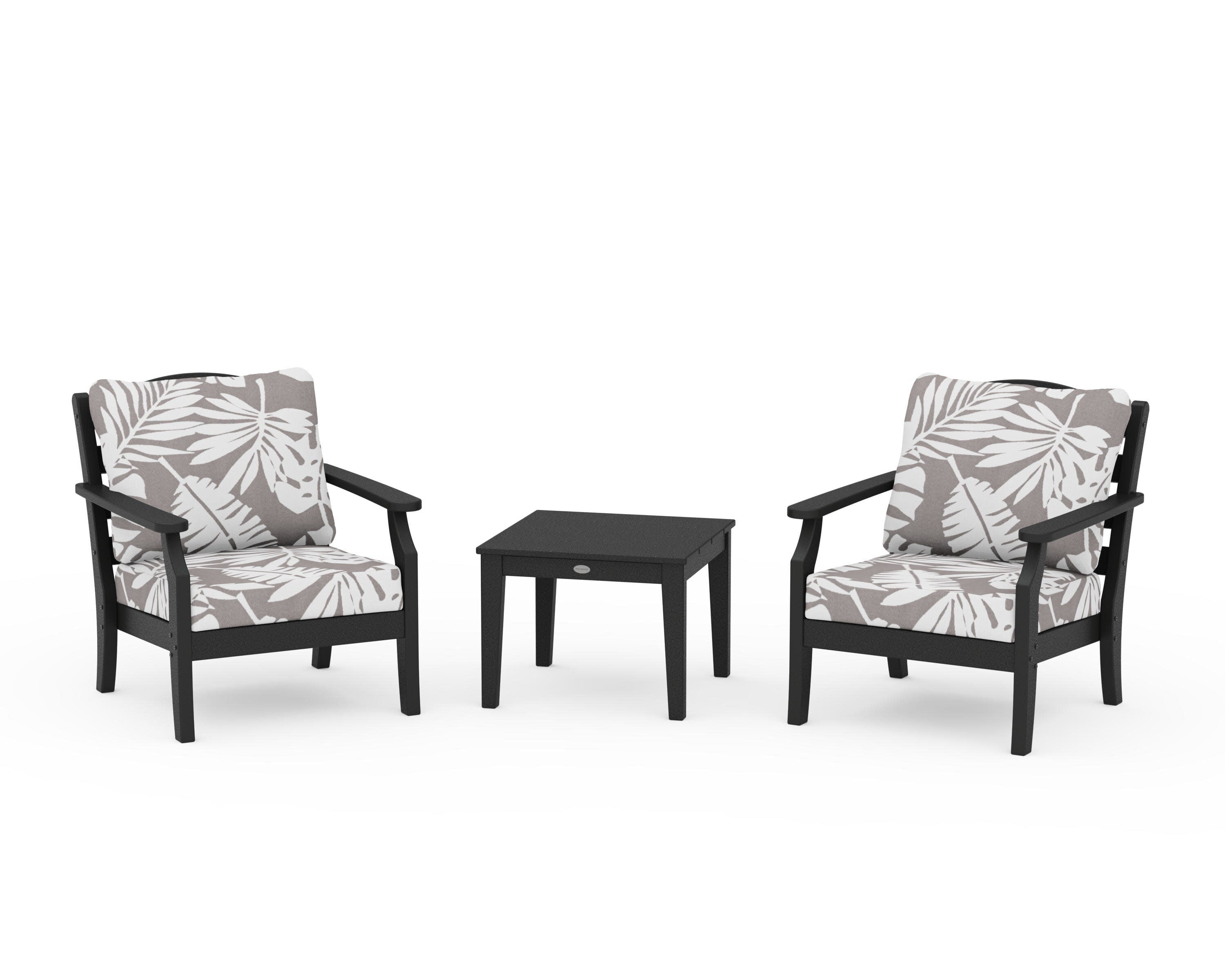 Savannah 3-Piece Deep Seating Set in Black / Leaf Grey Mist