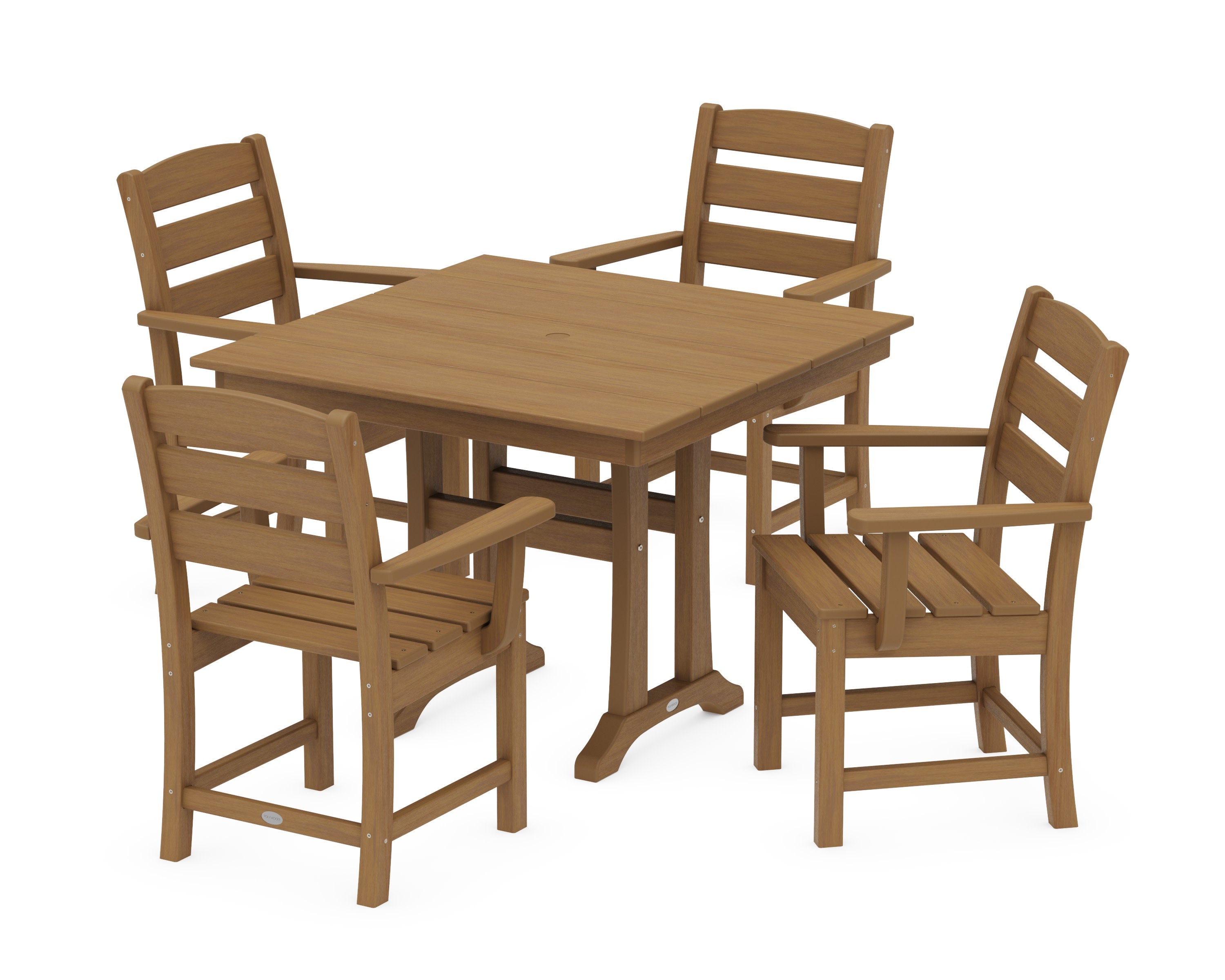 Lakeside 5-Piece Farmhouse Trestle Arm Chair Dining Set in Natural