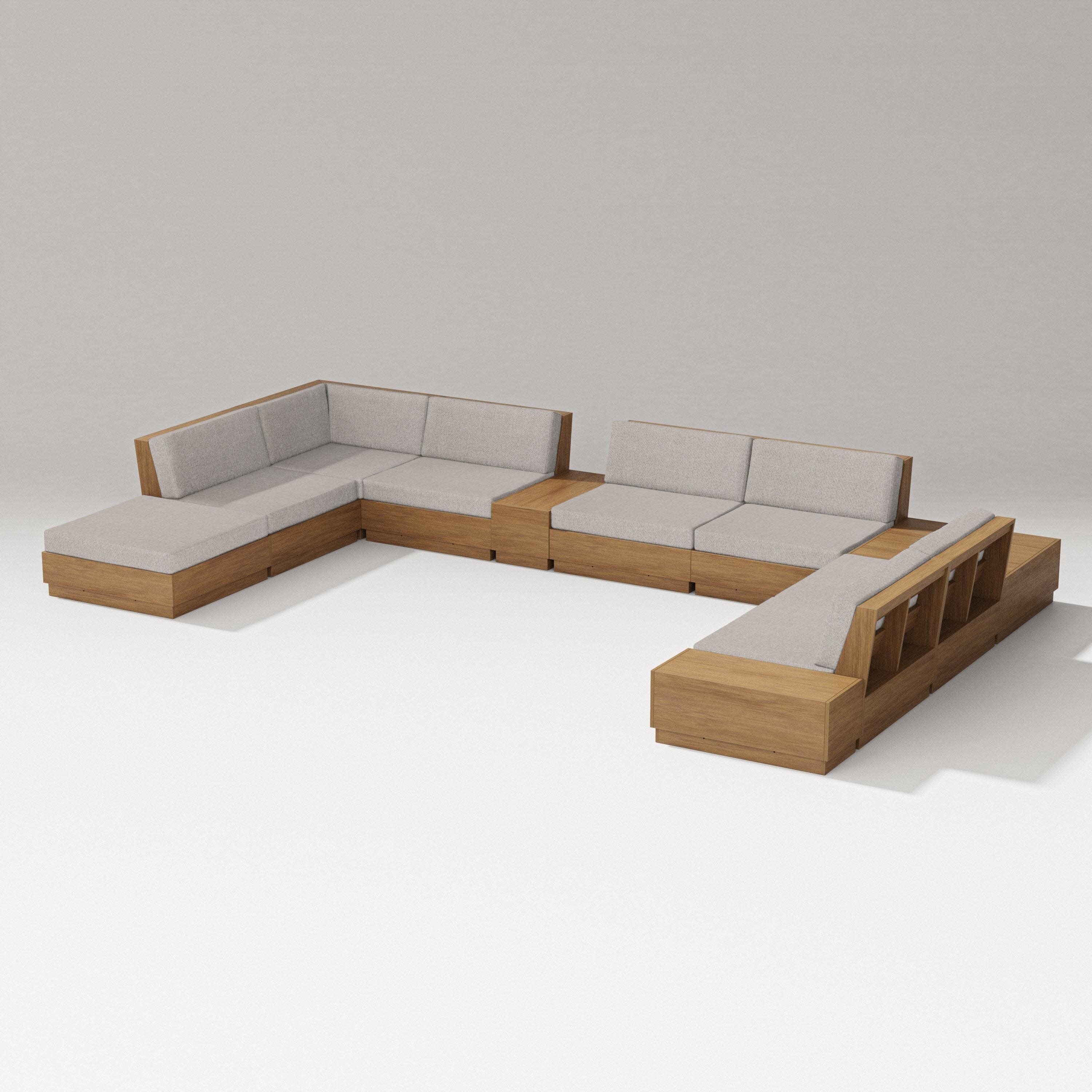 Elevate 11-Piece Conversation Sectional Set in Natural / Weathered Tweed