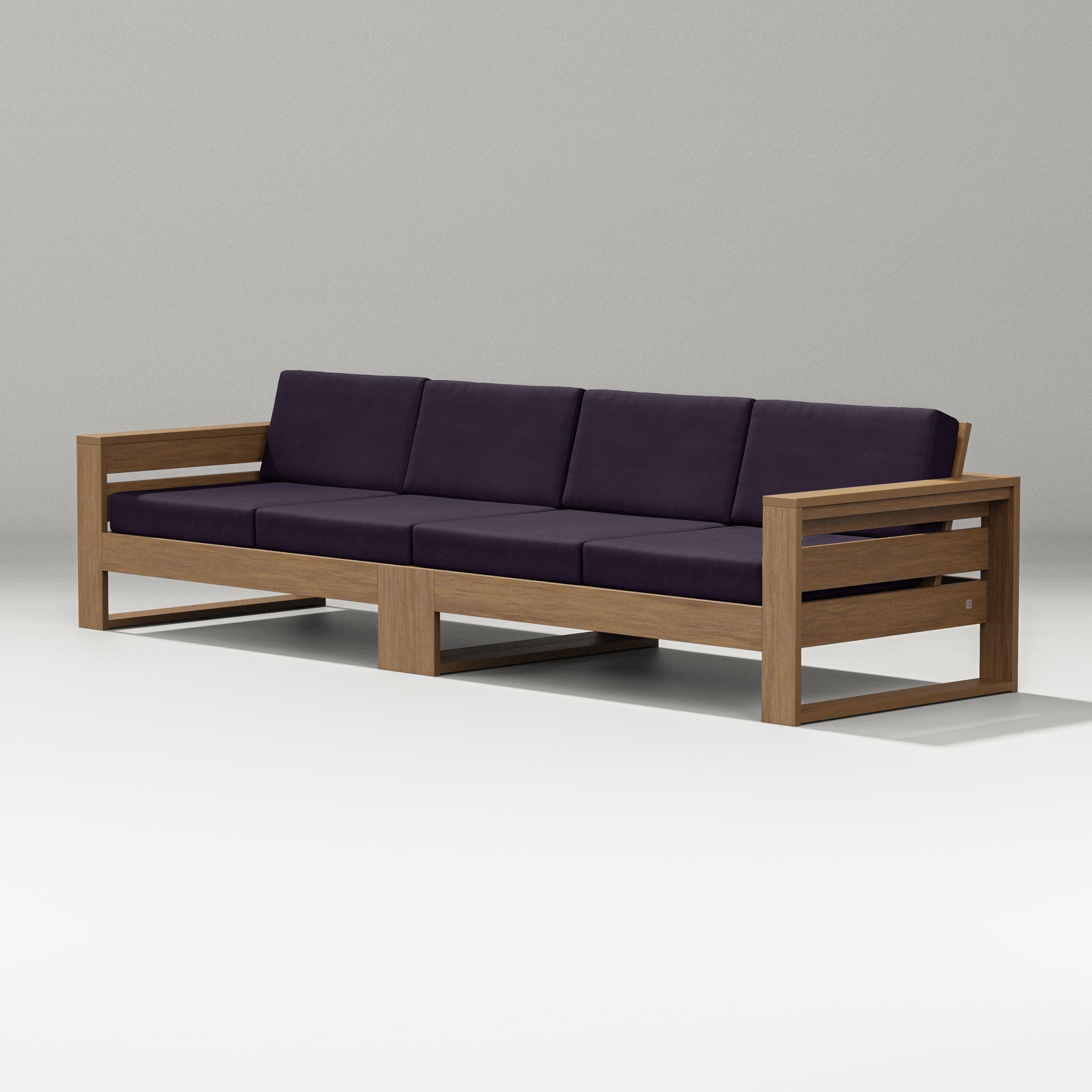 Latitude Straight Sectional in Natural / Navy Linen