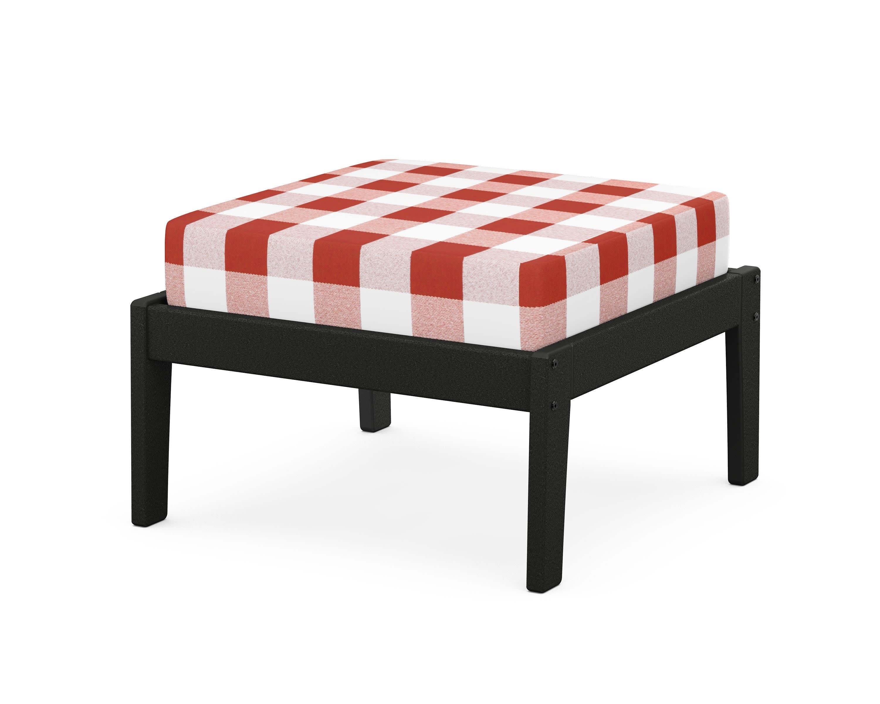 Deep Seating Ottoman in Black / Buffalo Plaid Crimson