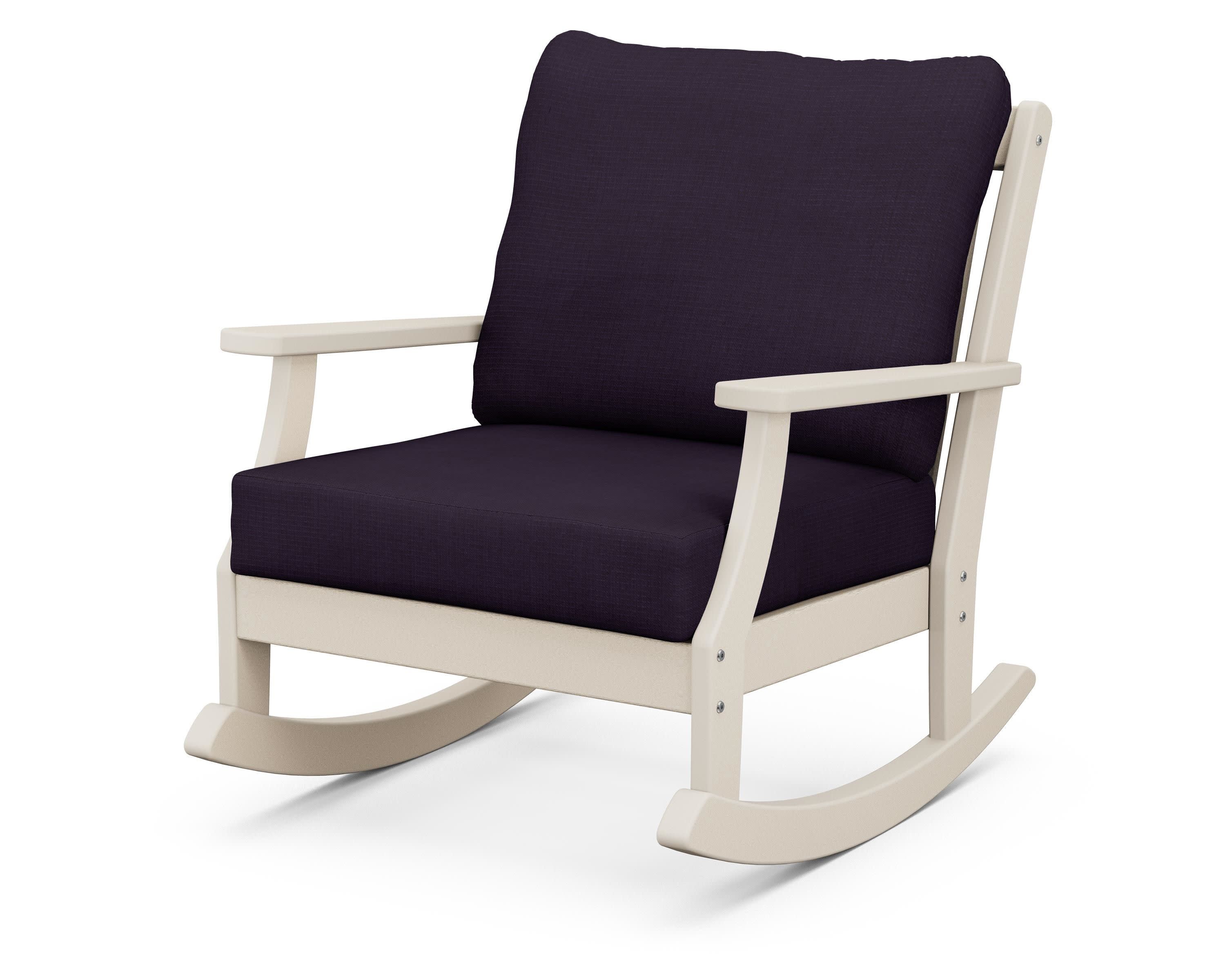 Braxton Deep Seating Rocking Chair in Sand / Navy Linen