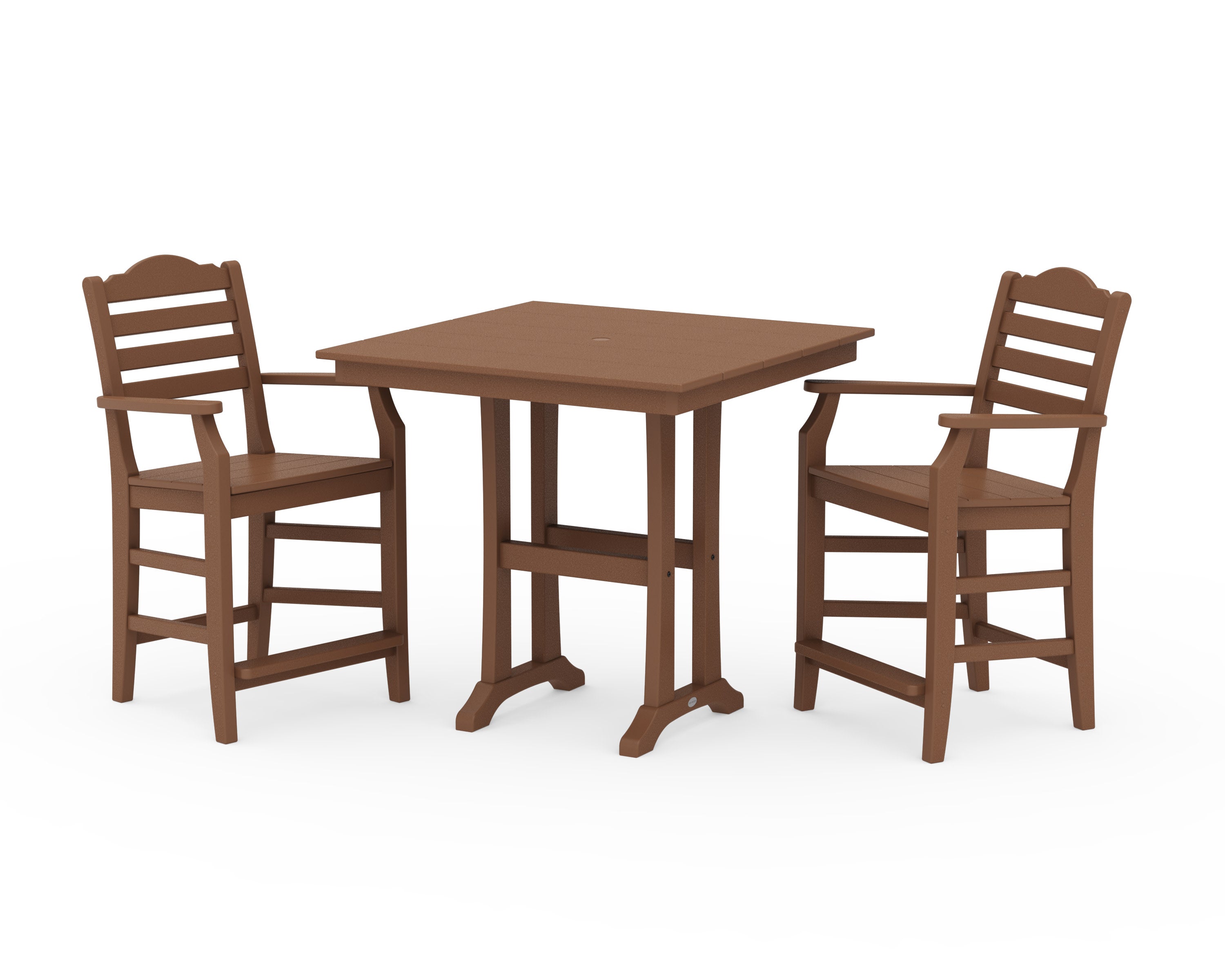 Savannah 3-Piece Farmhouse Counter Set with Trestle Legs in Teak