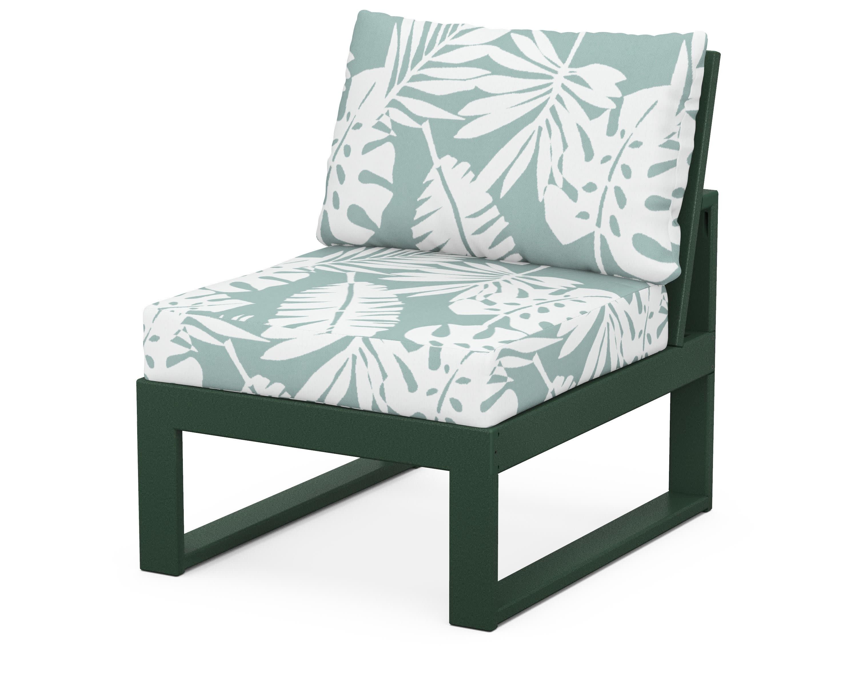 Modular Armless Chair in Green / Leaf Glacier Spa