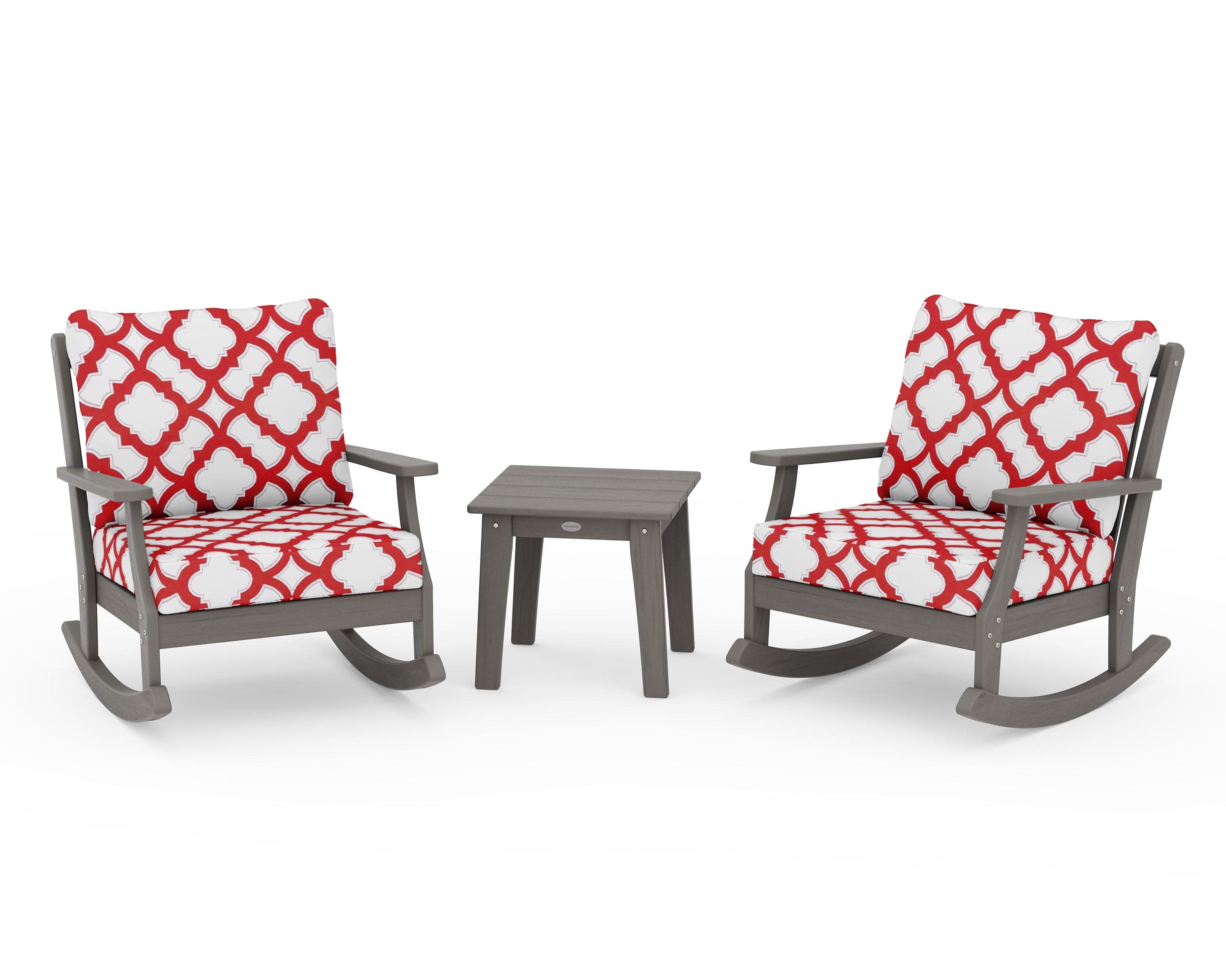Braxton 3-Piece Deep Seating Rocker Set in Driftwood / Trellis Crimson