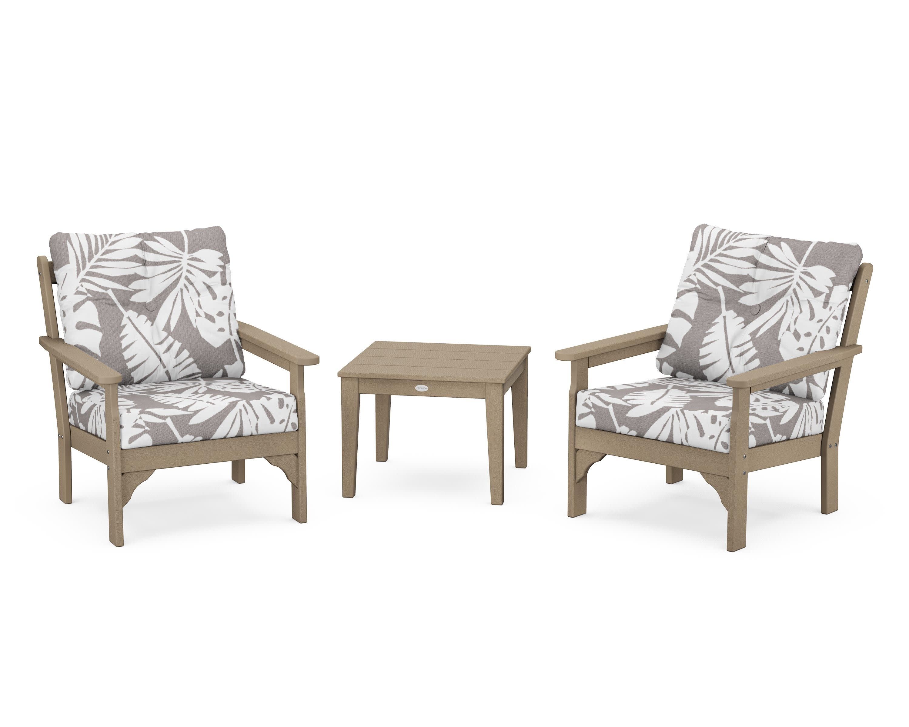 Vineyard 3-Piece Deep Seating Set in Vintage Sahara / Leaf Grey Mist