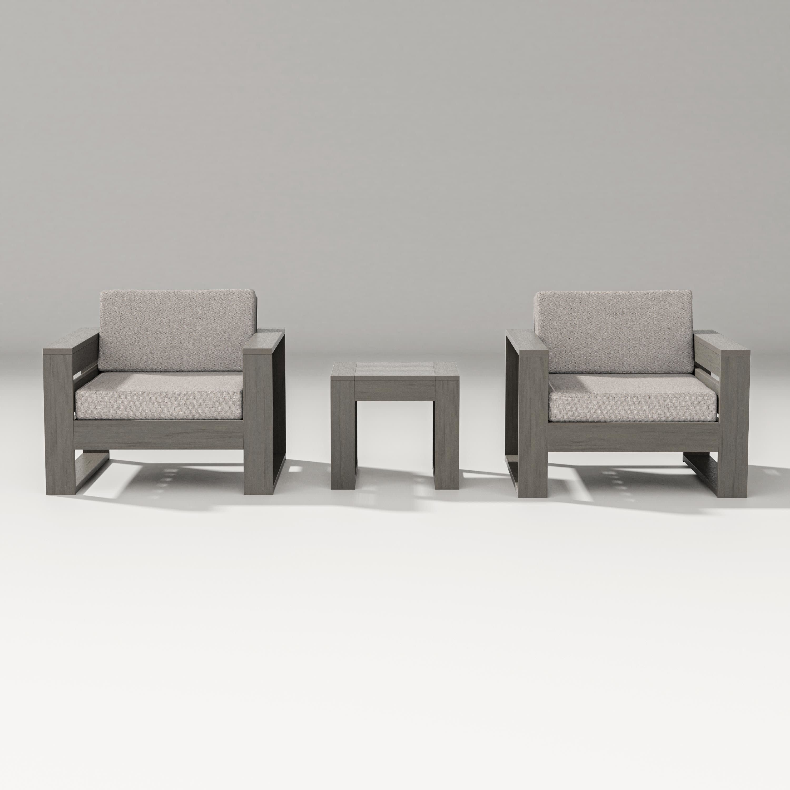 Latitude 3-Piece Lounge Chair Set in Driftwood / Weathered Tweed