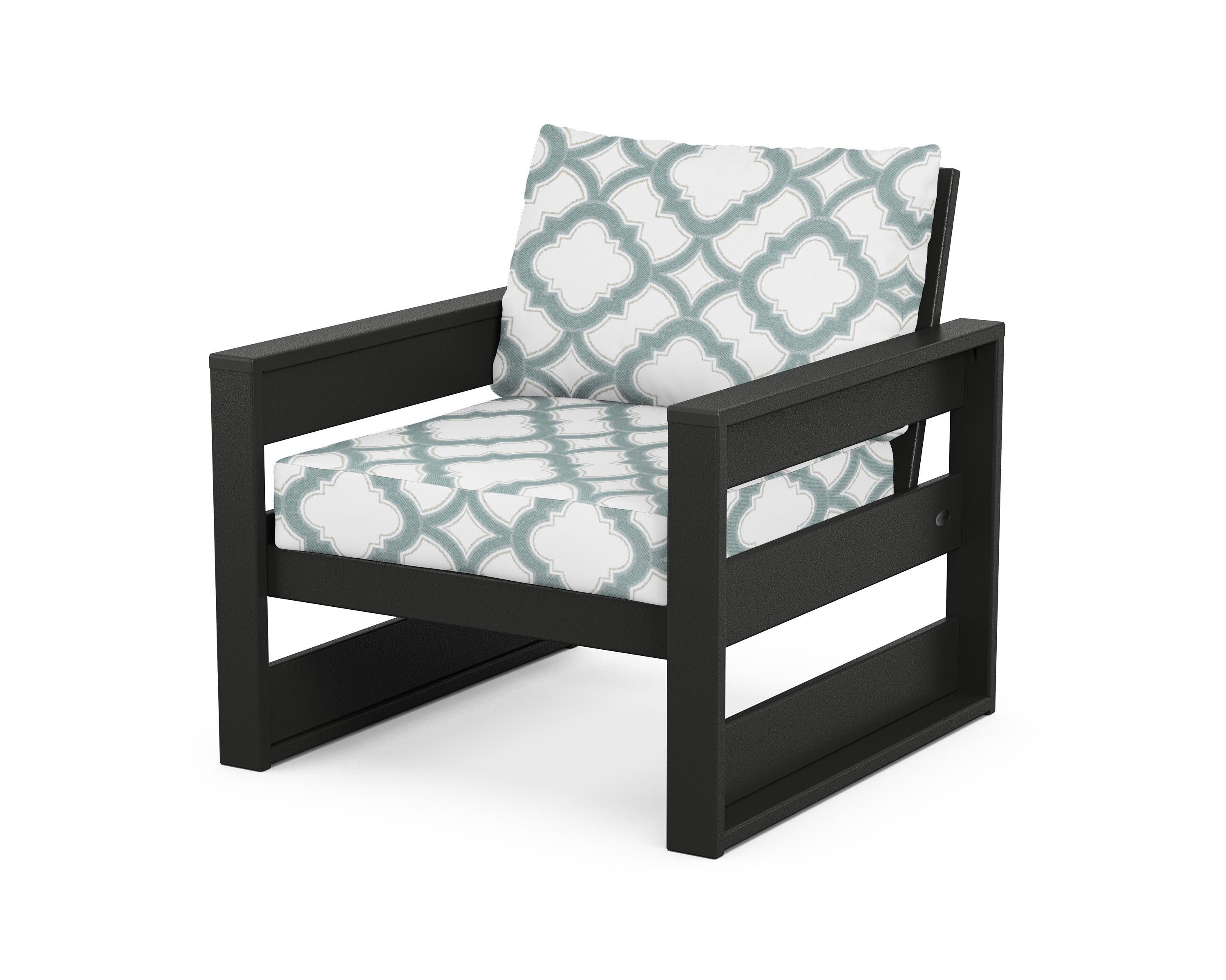 Westport Club Chair in Black / Trellis Glacier Spa