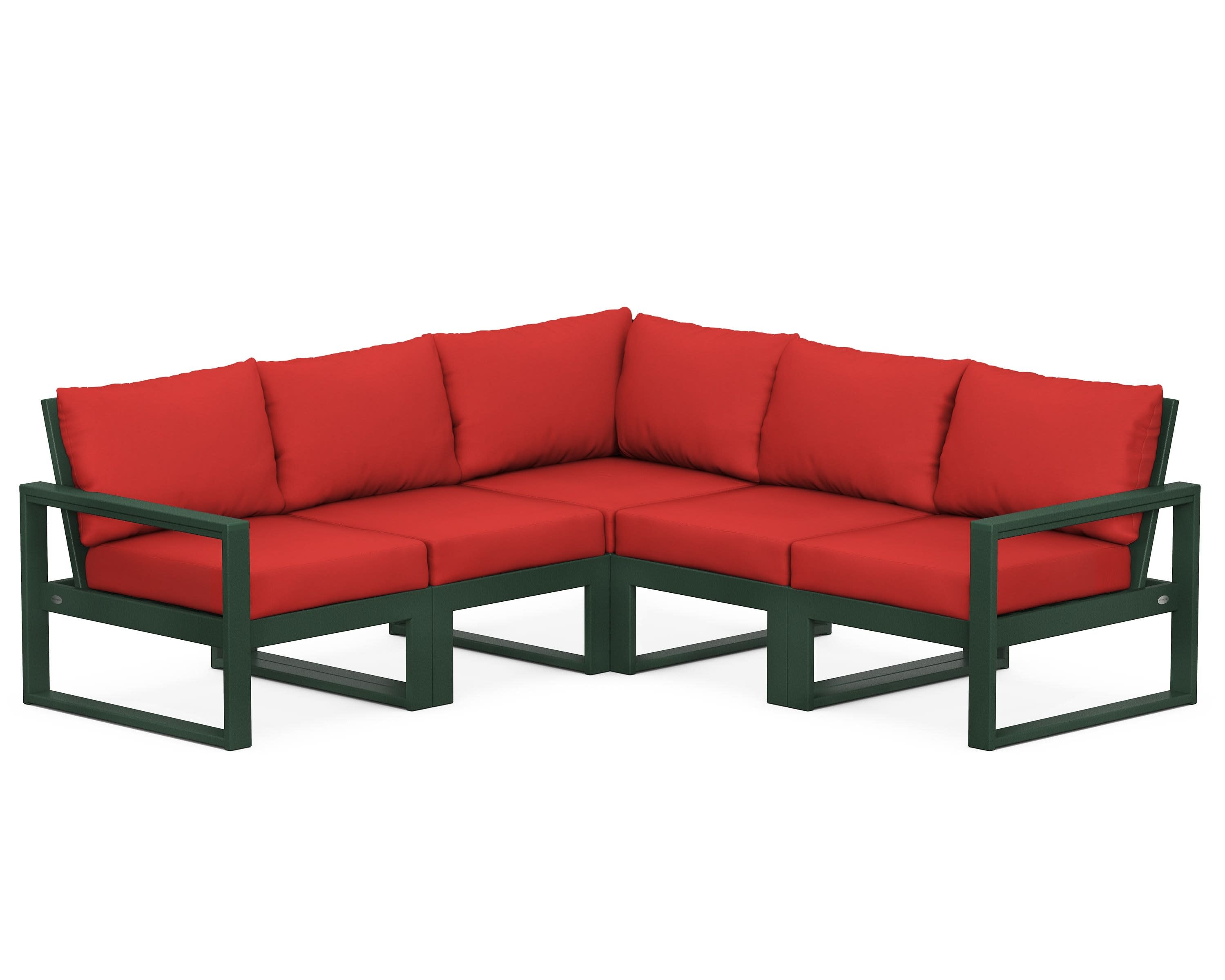 EDGE 5-Piece Modular Deep Seating Set in Green / Crimson Linen