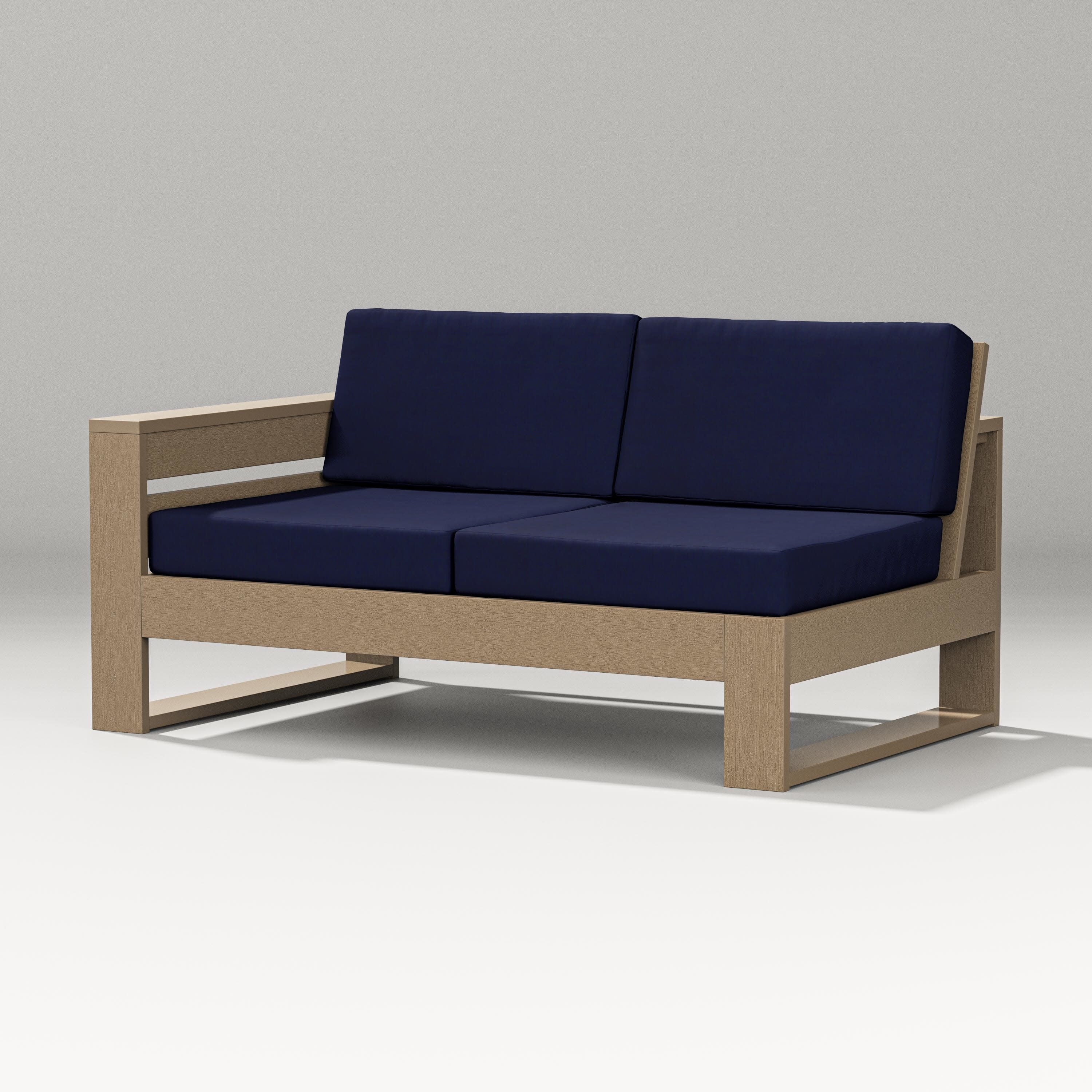 Latitude Modular Left Arm Loveseat in Vintage Sahara / Navy