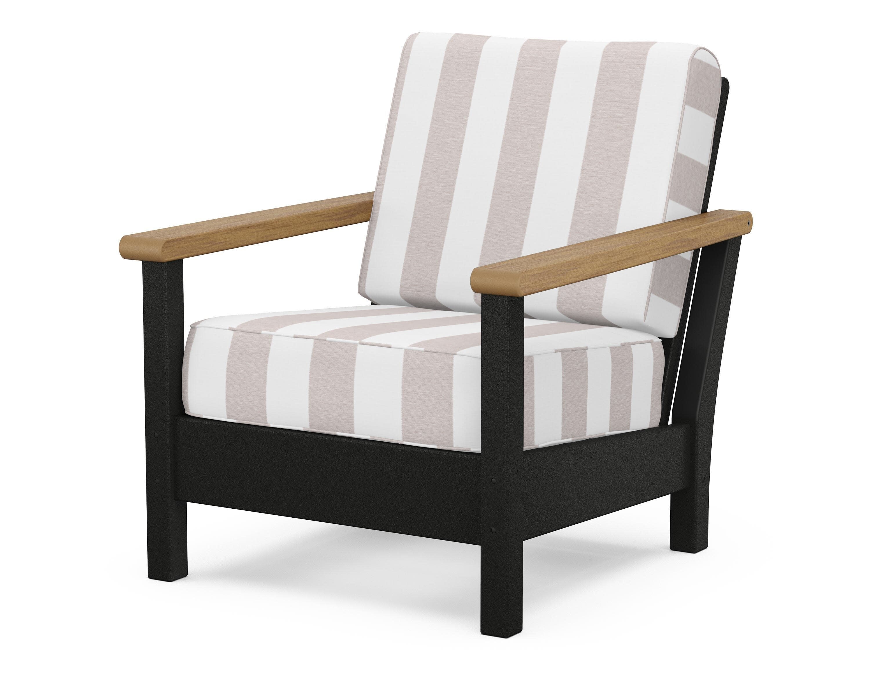 Harbour Deep Seating Chair in Black / Natural / Cabana Stripe Dune Burlap