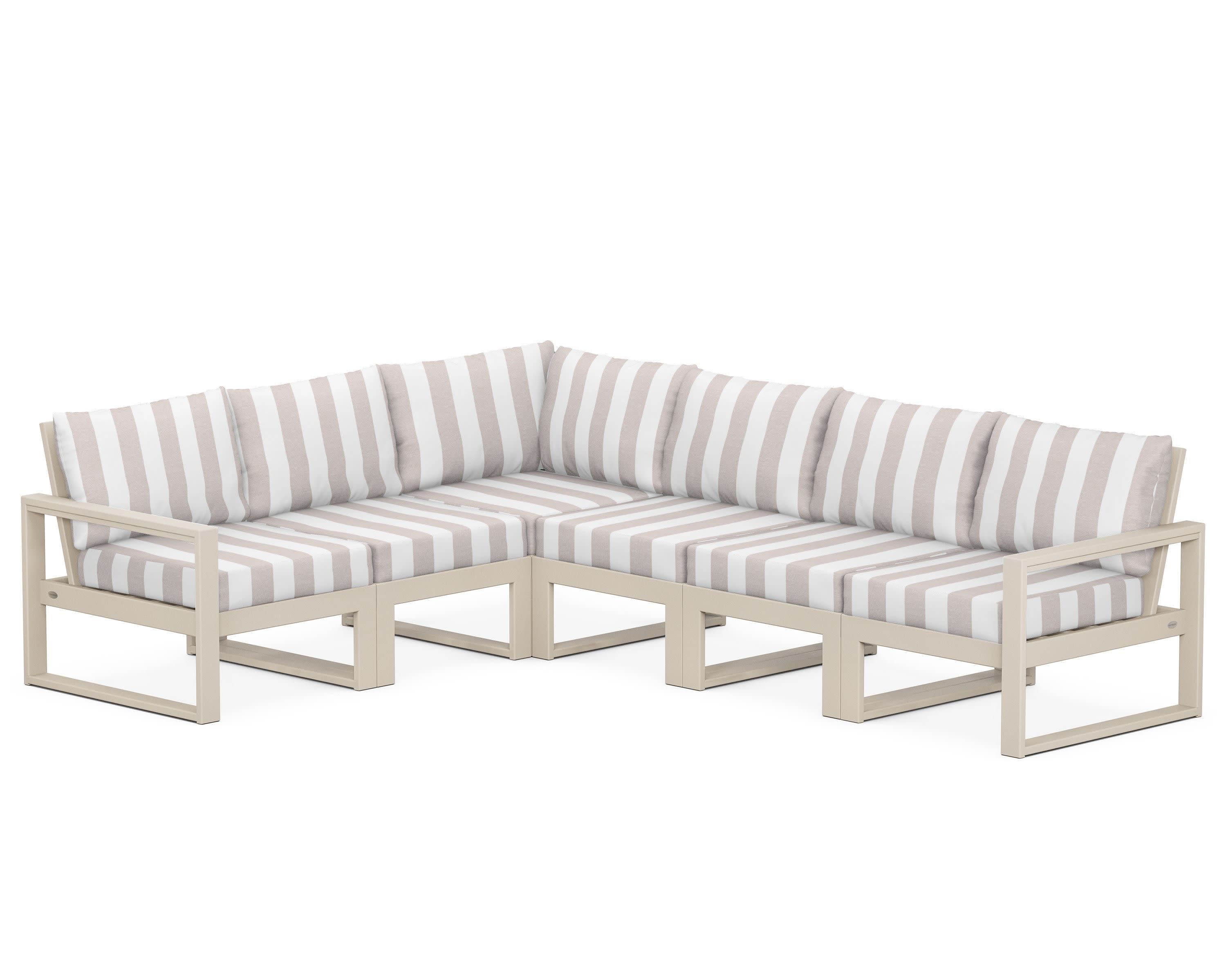 EDGE 6-Piece Modular Deep Seating Set in Sand / Cabana Stripe Dune Burlap