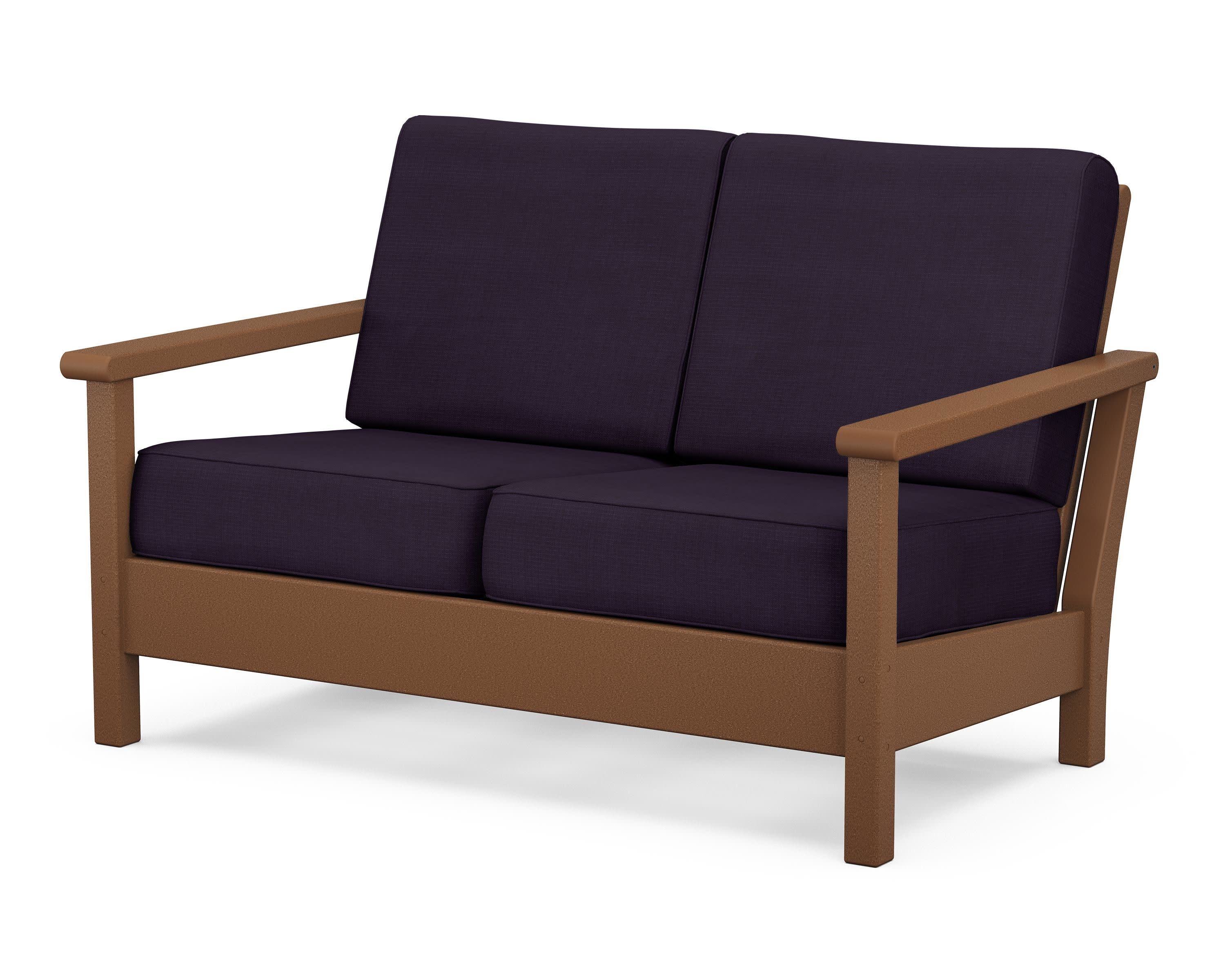 Harbour Deep Seating Loveseat in Teak / Navy Linen