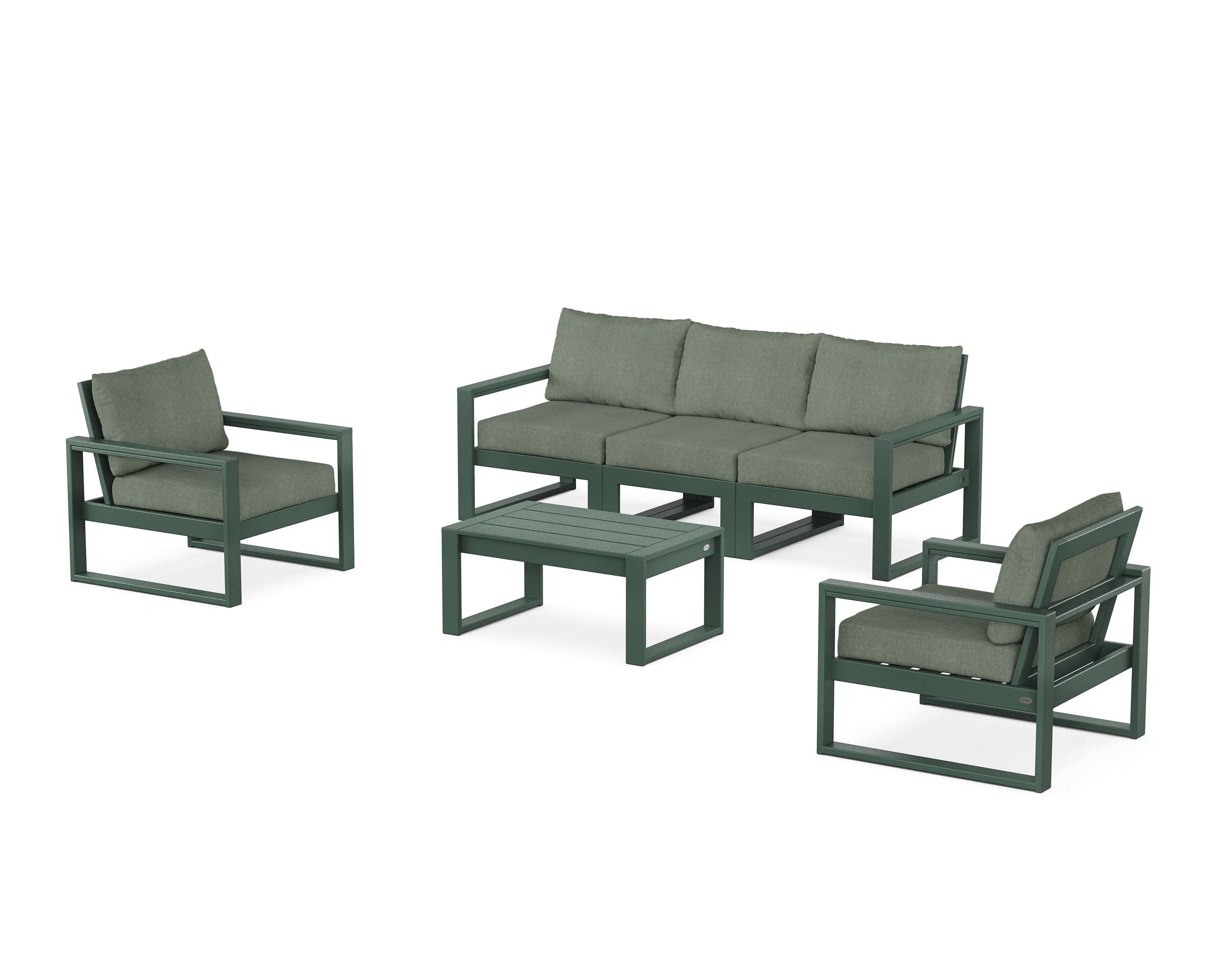 EDGE Sectional 4-Piece Deep Seating Set with Sofa in Green / Cast Sage
