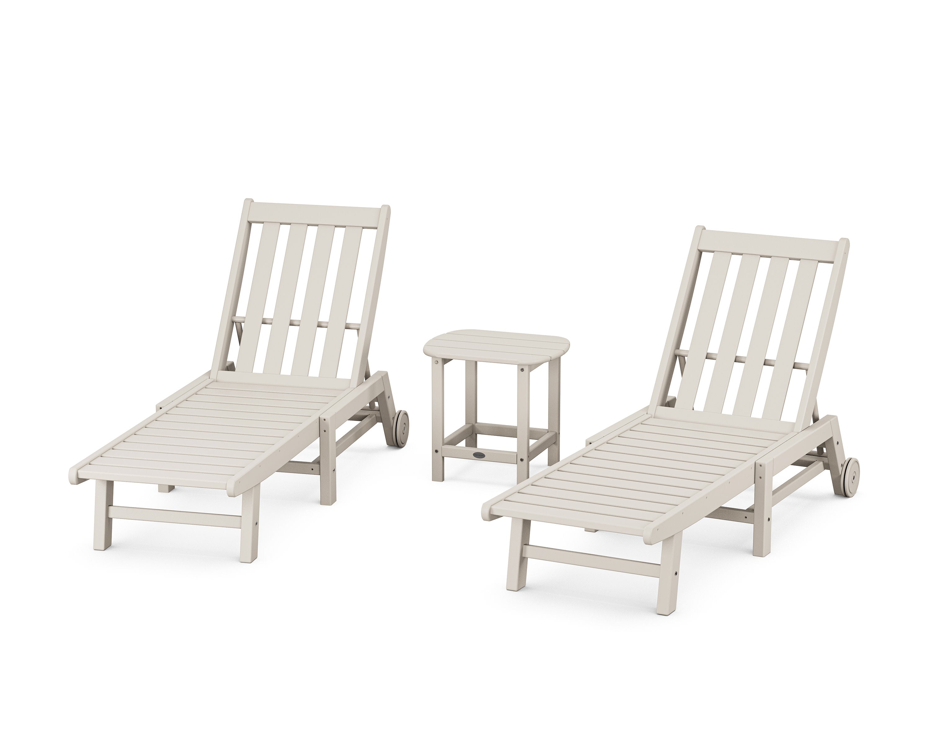 Vineyard 3-Piece Chaise with Wheels Set in Sand