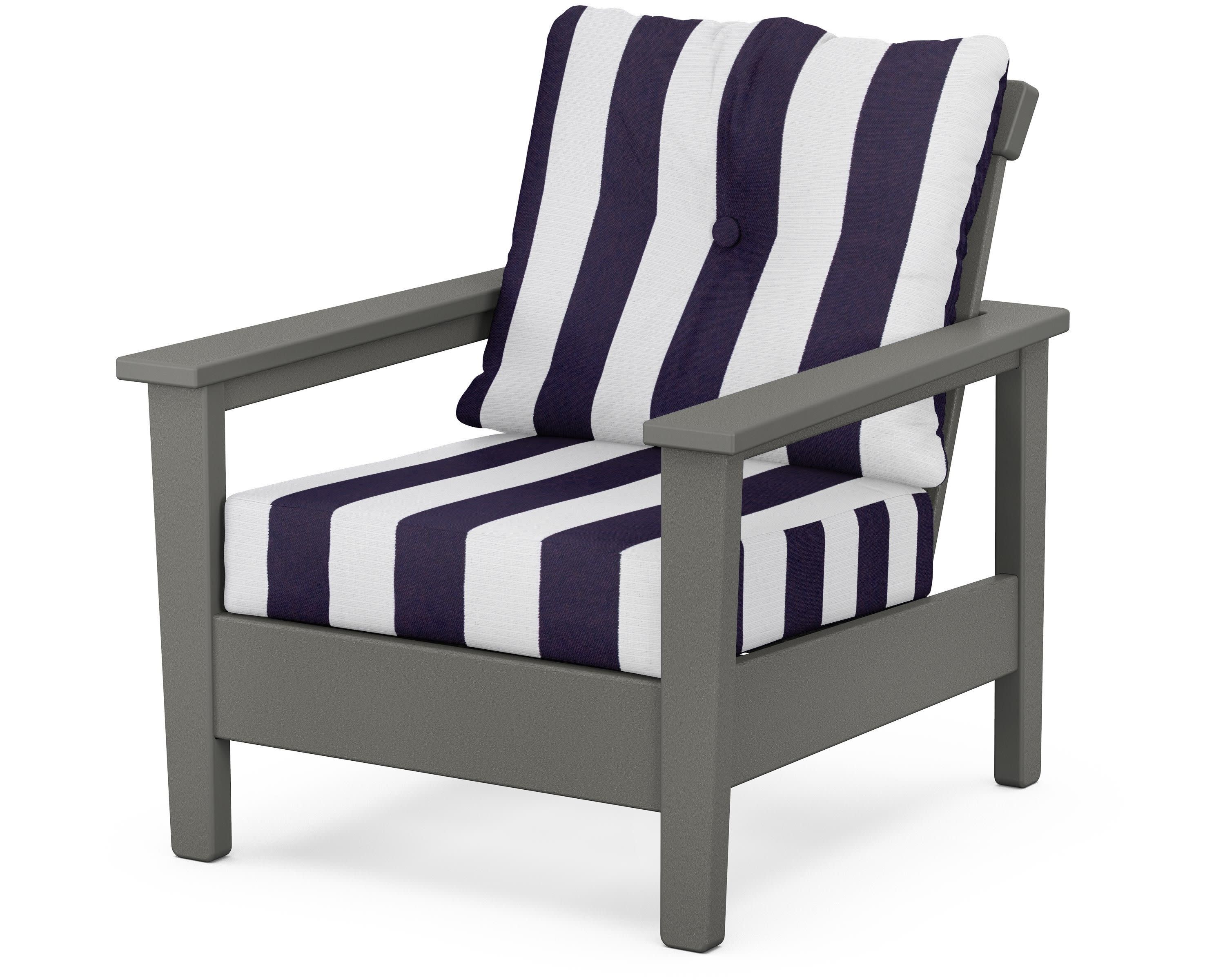 Prescott Deep Seating Chair in Slate Grey / Cabana Stripe Navy