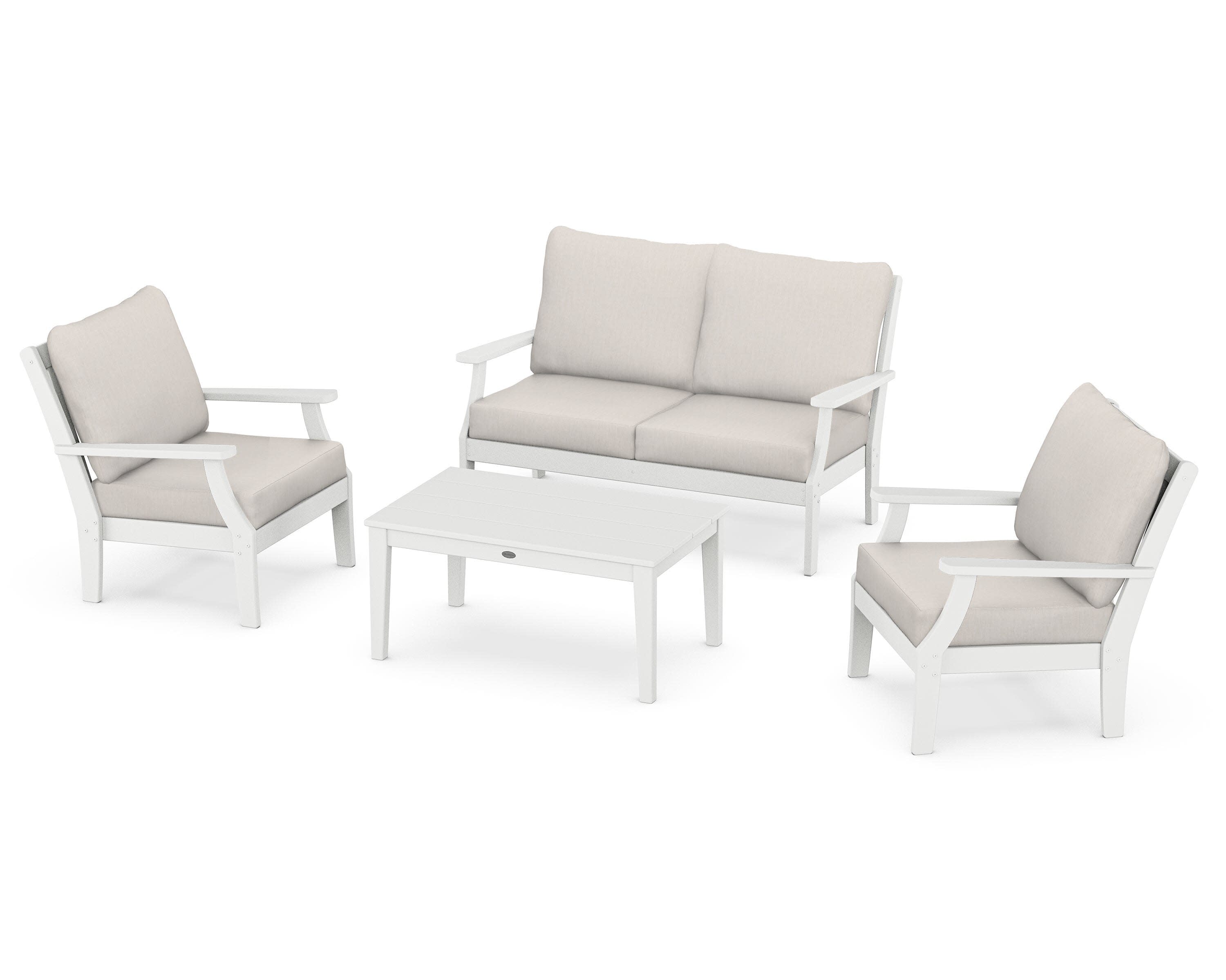 Braxton 4-Piece Deep Seating Chair Set in White / Cast Ash
