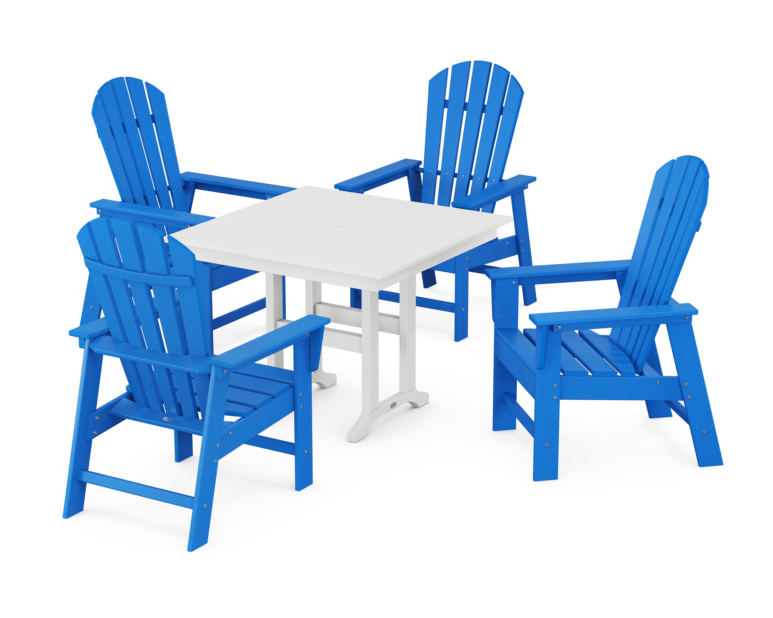 South Beach 5-Piece Farmhouse Dining Set in Pacific Blue / White