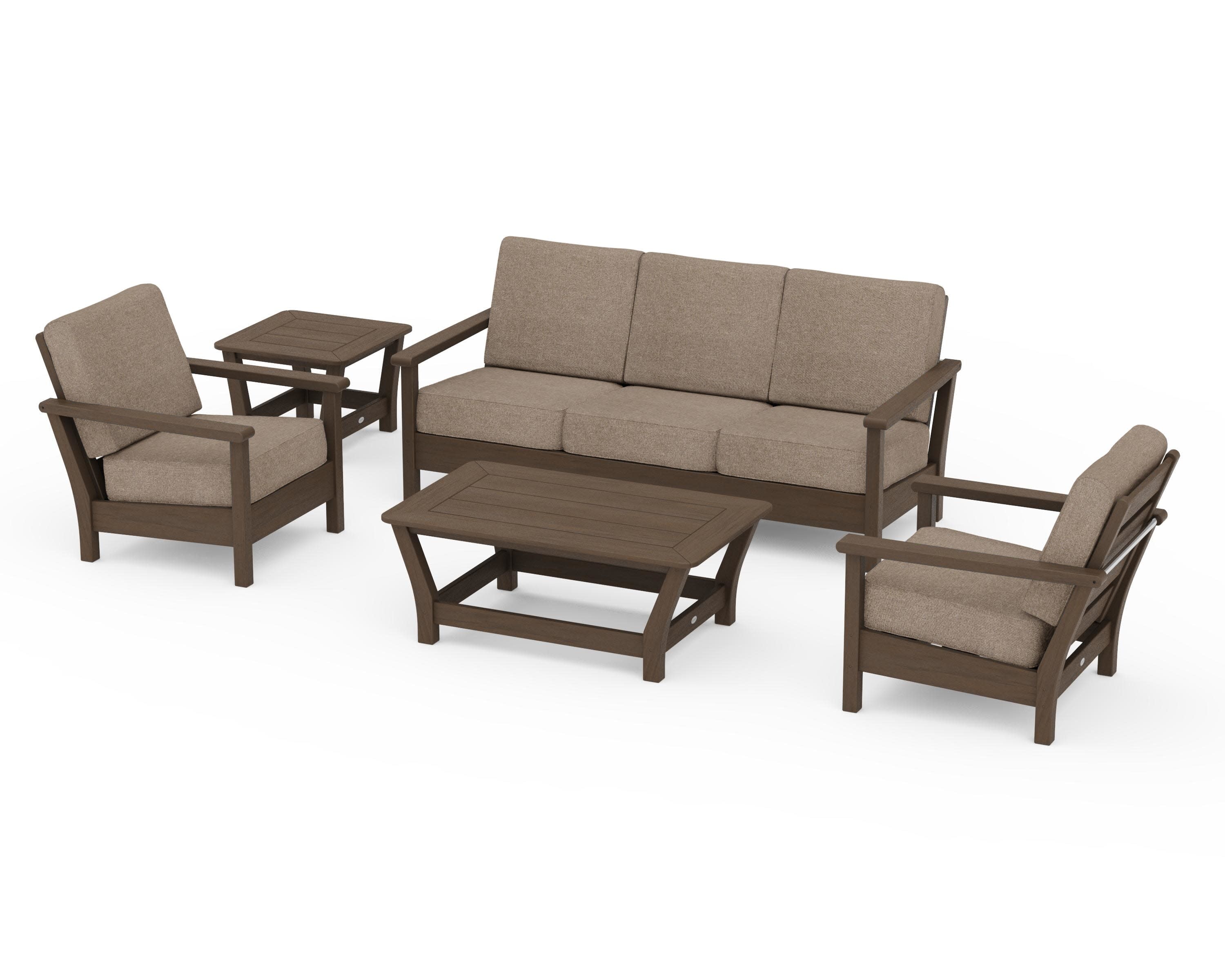 Harbour 5-Piece Deep Seating Set in Kona / Spiced Burlap