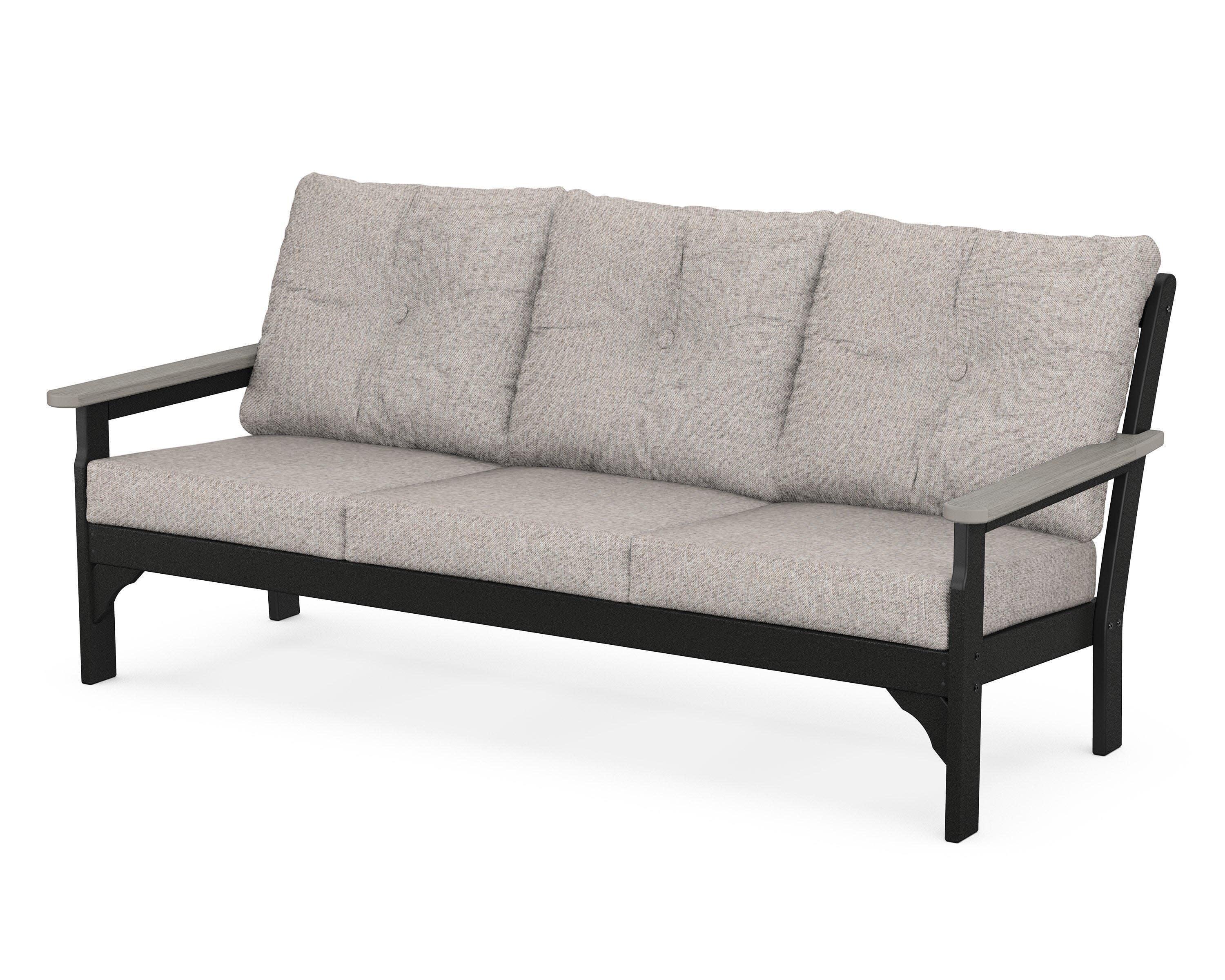Vineyard Deep Seating Sofa in Black / Driftwood / Weathered Tweed