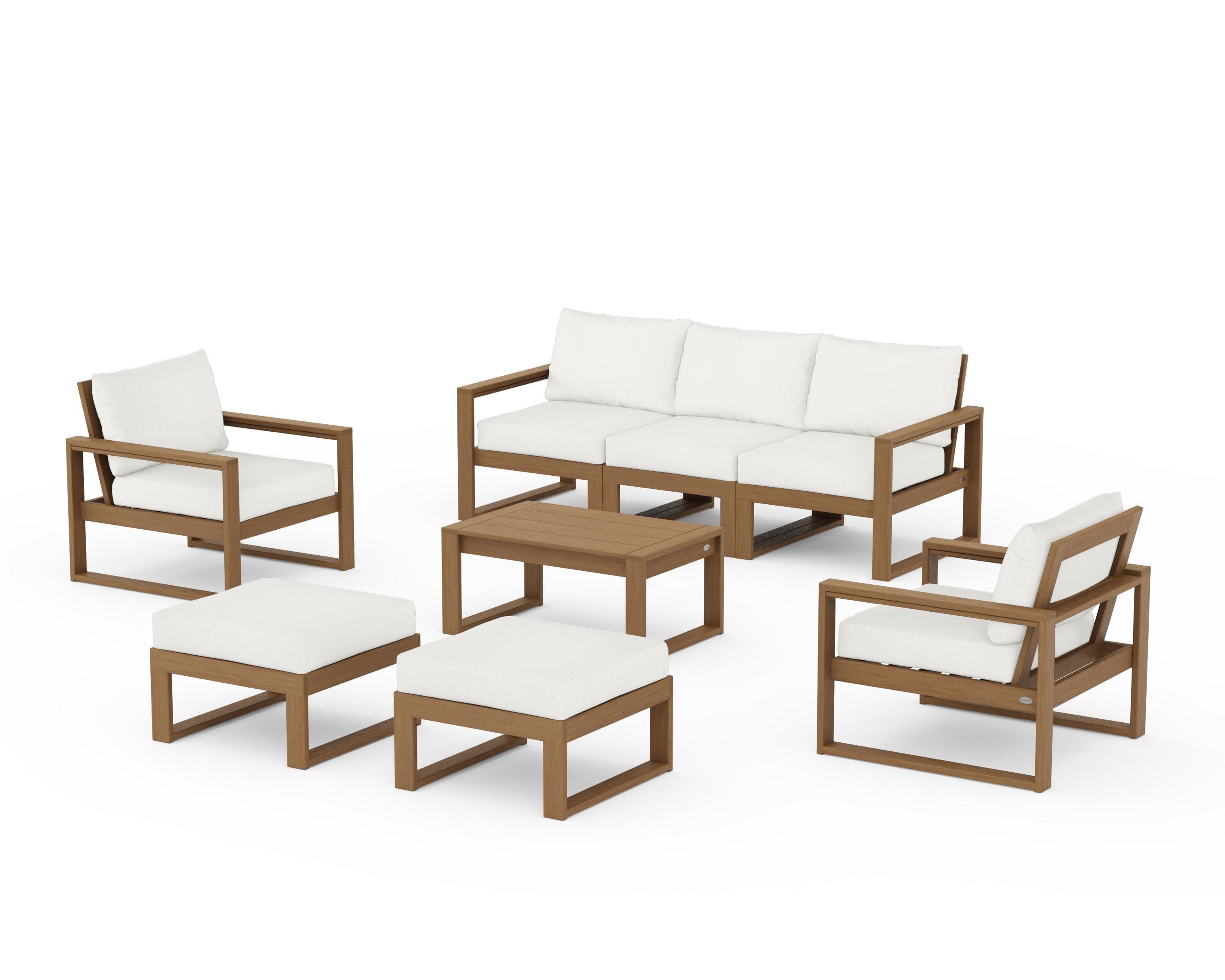 EDGE Sectional 8-Piece Lounge Sofa Set in Natural / Natural Linen