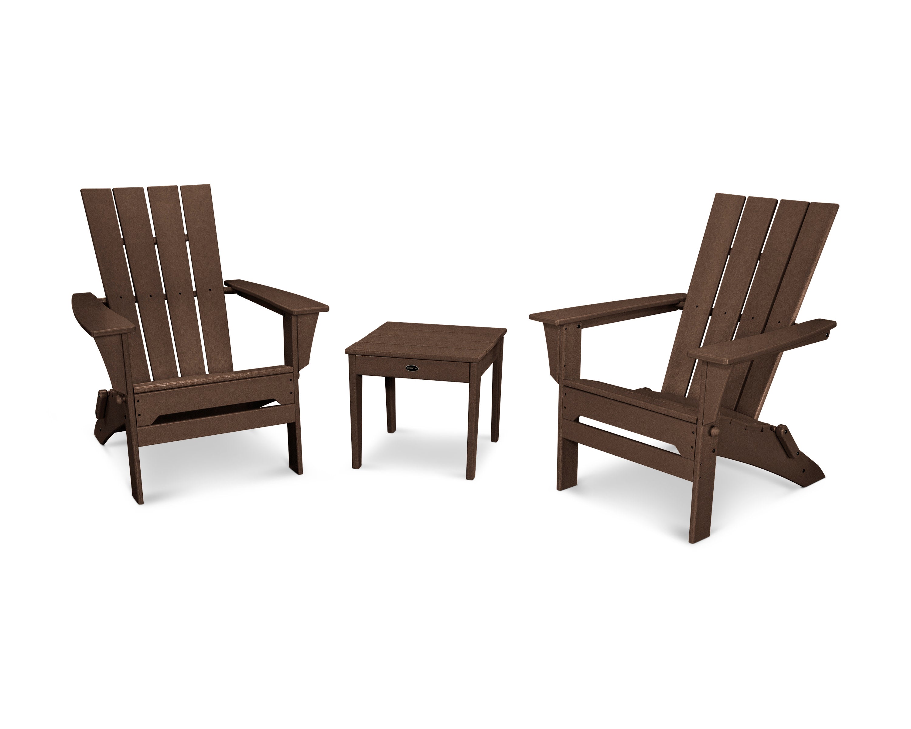 Quattro Folding Chair 3-Piece Adirondack Set in Mahogany