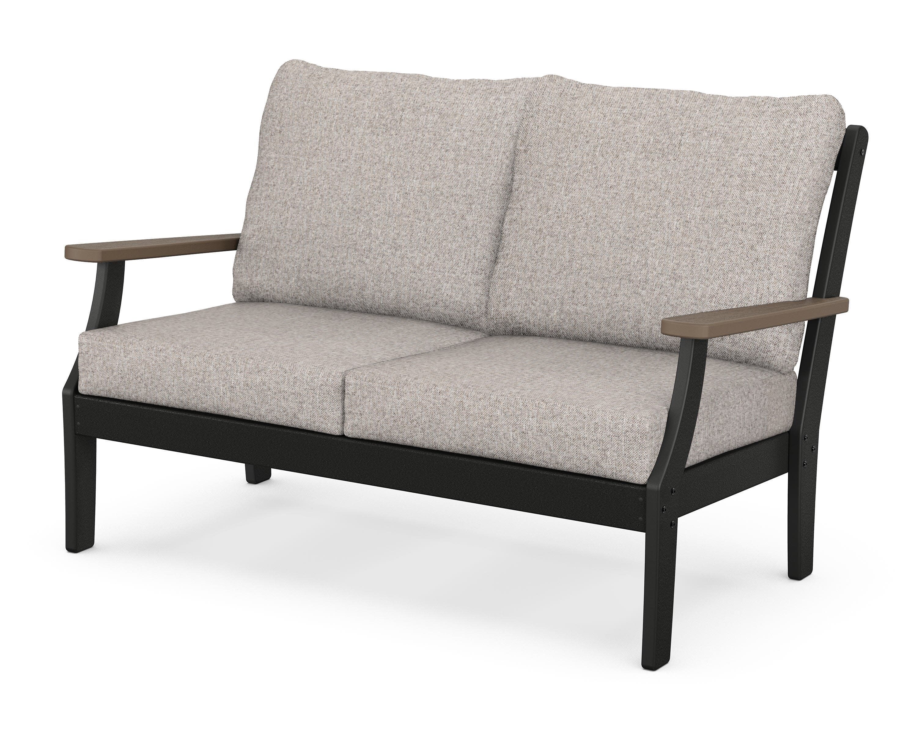 Braxton Deep Seating Loveseat in Black / Kona / Weathered Tweed