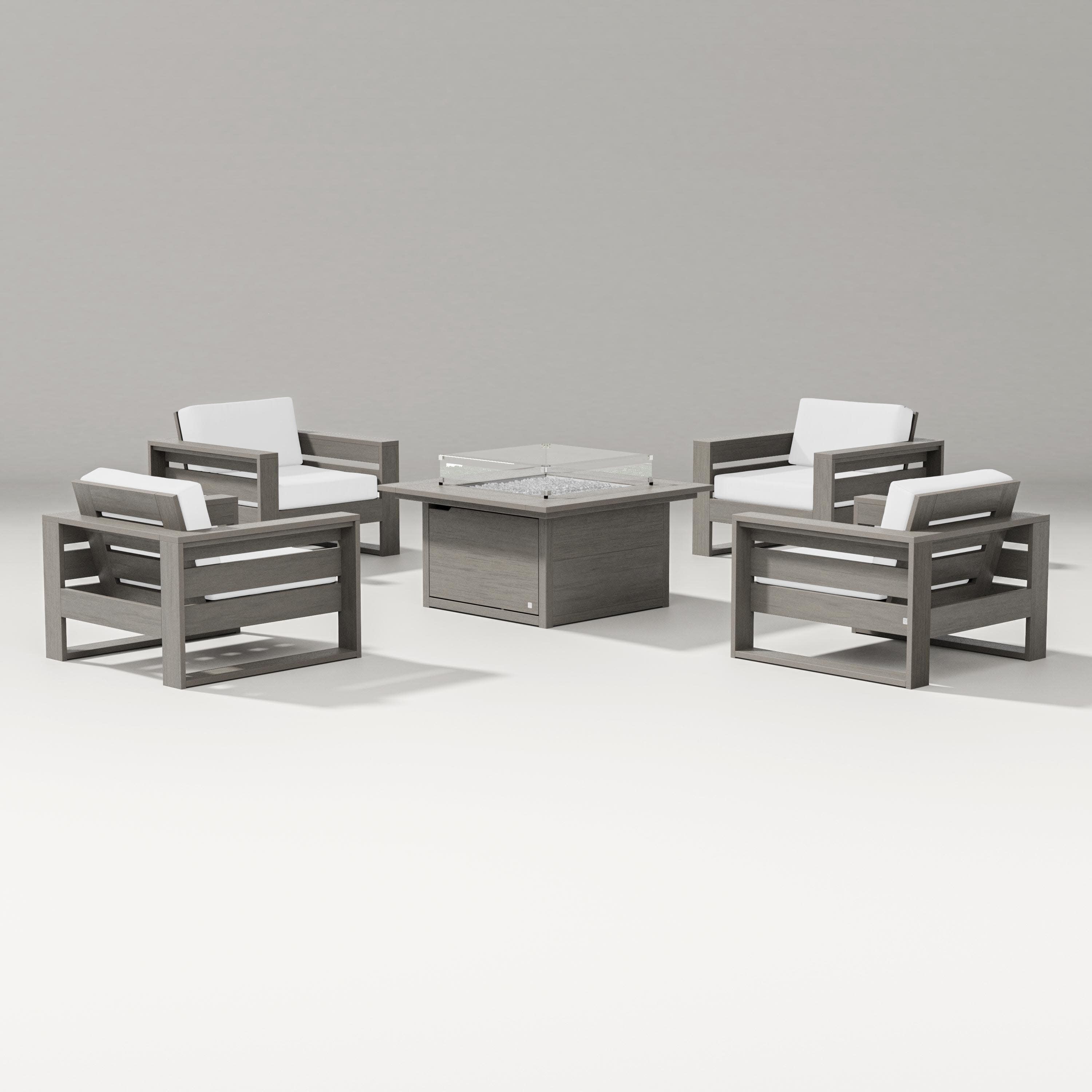Latitude 5-Piece Lounge Fire Table Set in Driftwood / Natural