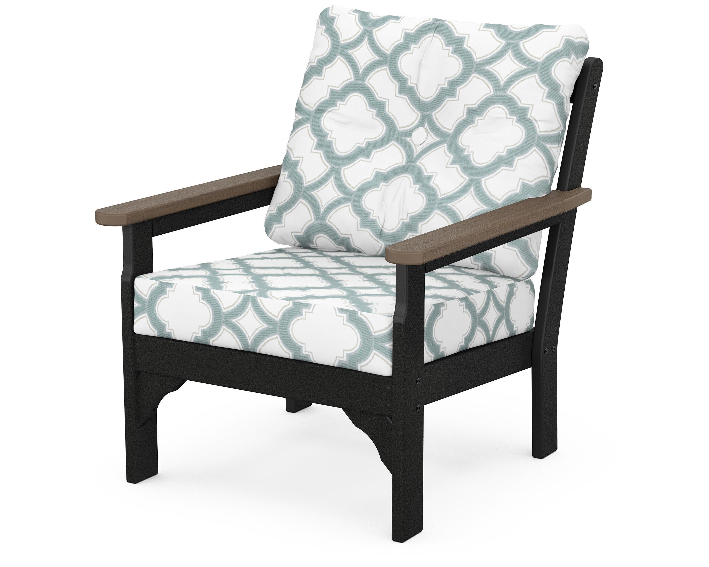 Vineyard Deep Seating Chair in Black / Kona / Trellis Glacier Spa