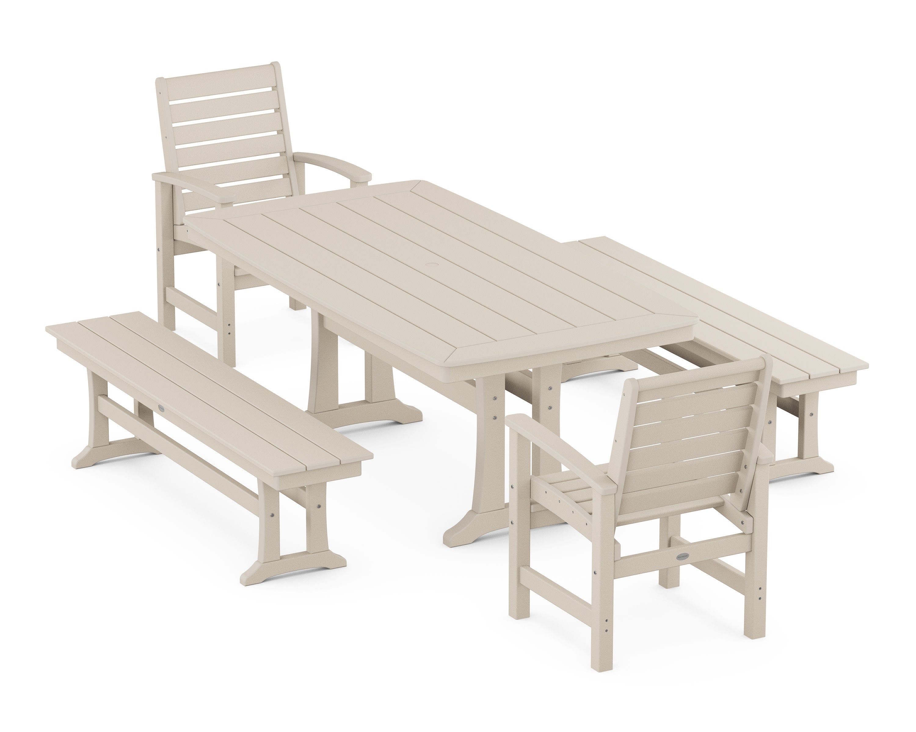 Signature 5-Piece Dining Set with Trestle Legs in Sand