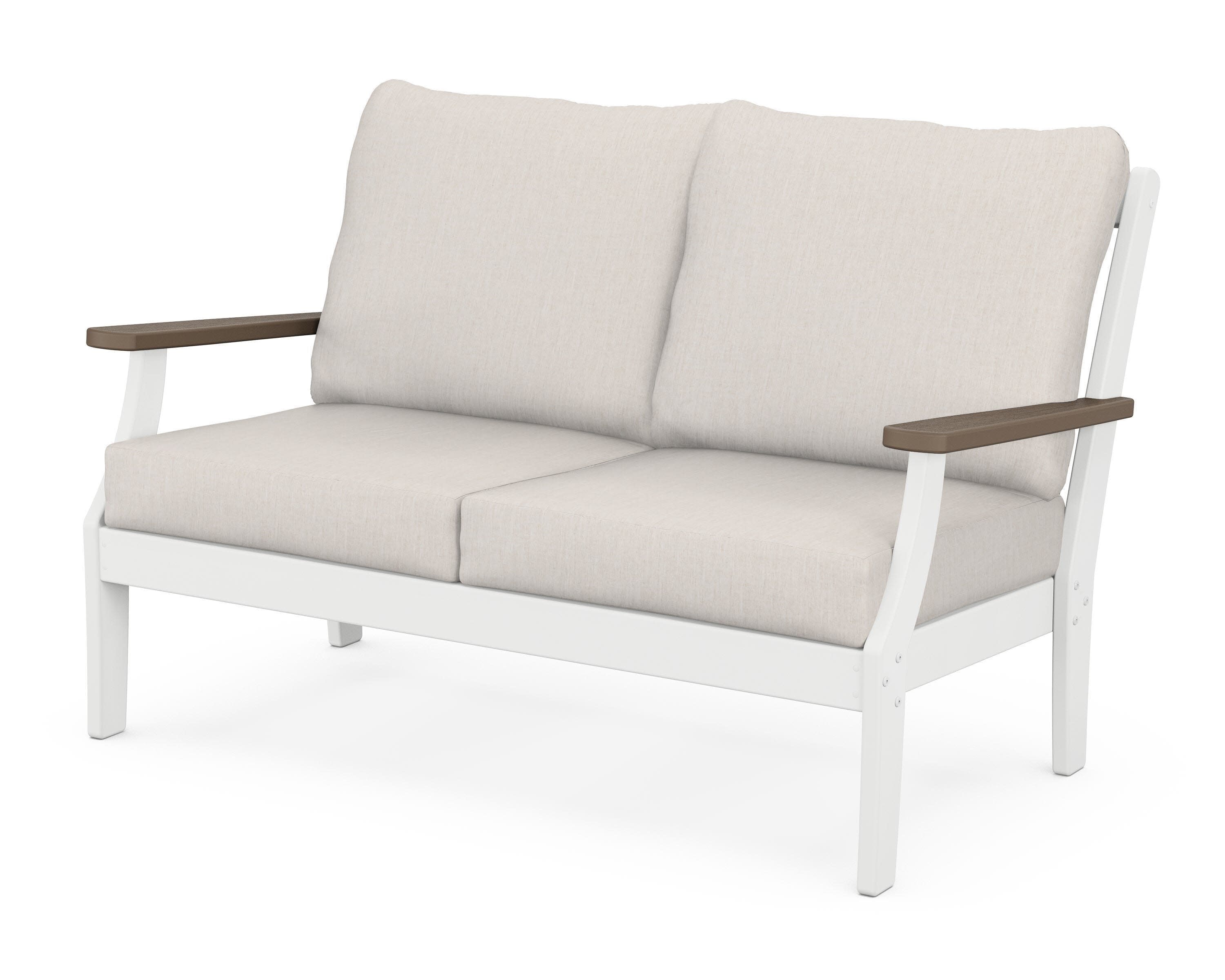 Braxton Deep Seating Loveseat in White / Kona / Cast Ash