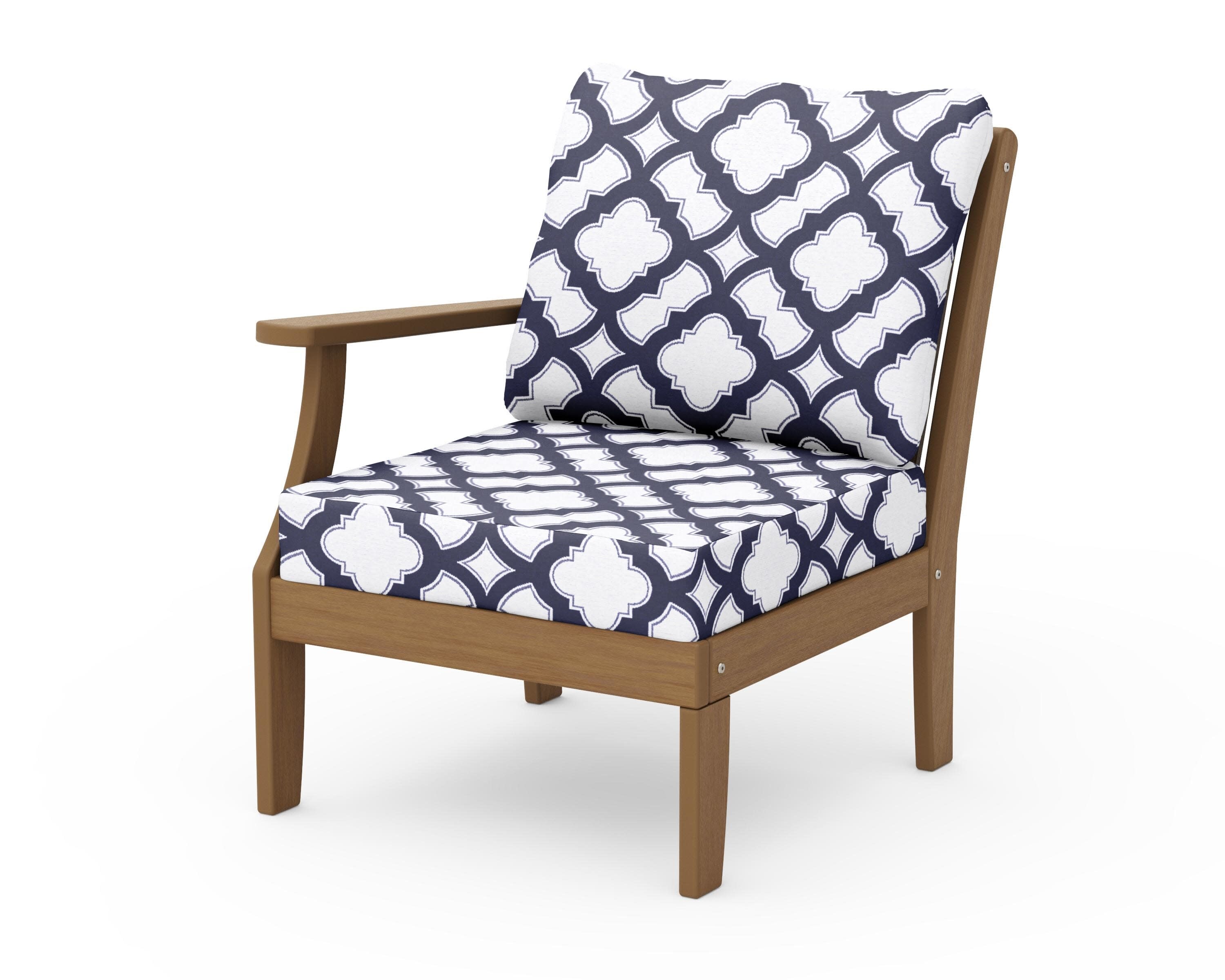 Braxton Modular Left Arm Chair in Natural / Trellis Navy