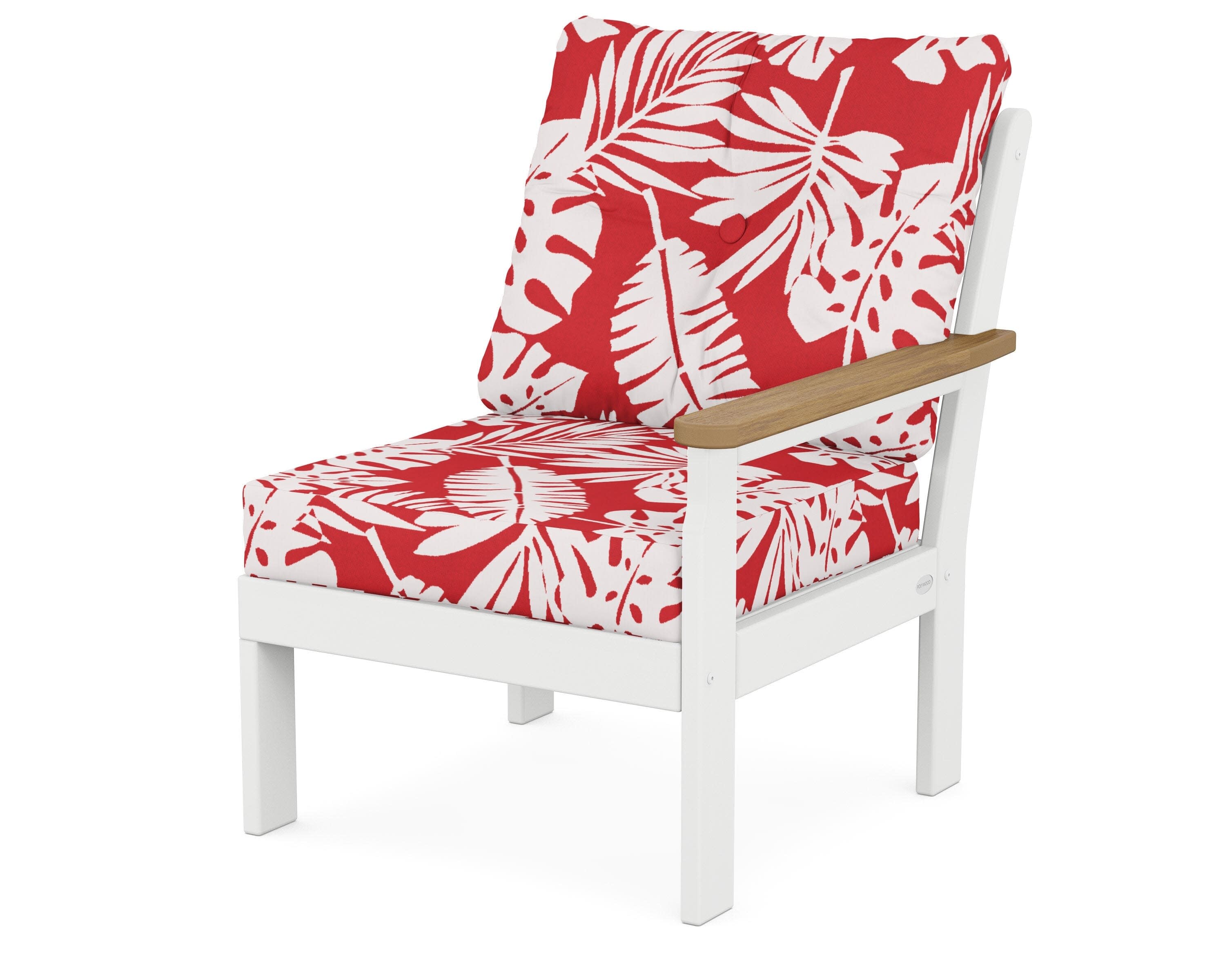 Vineyard Modular Right Arm Chair in White / Natural / Leaf Crimson