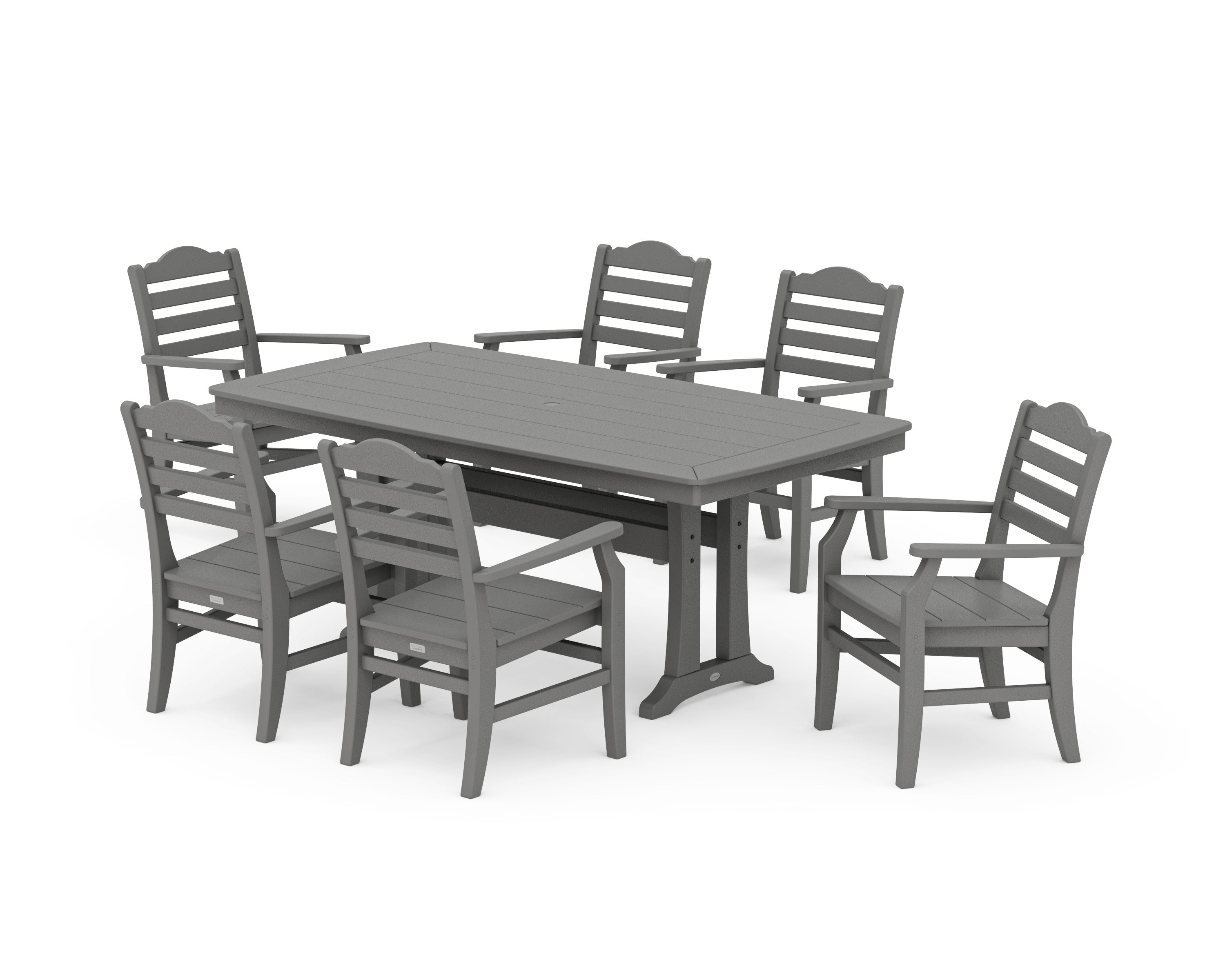 Savannah Arm Chair 7-Piece Dining Set with Trestle Legs in Slate Grey
